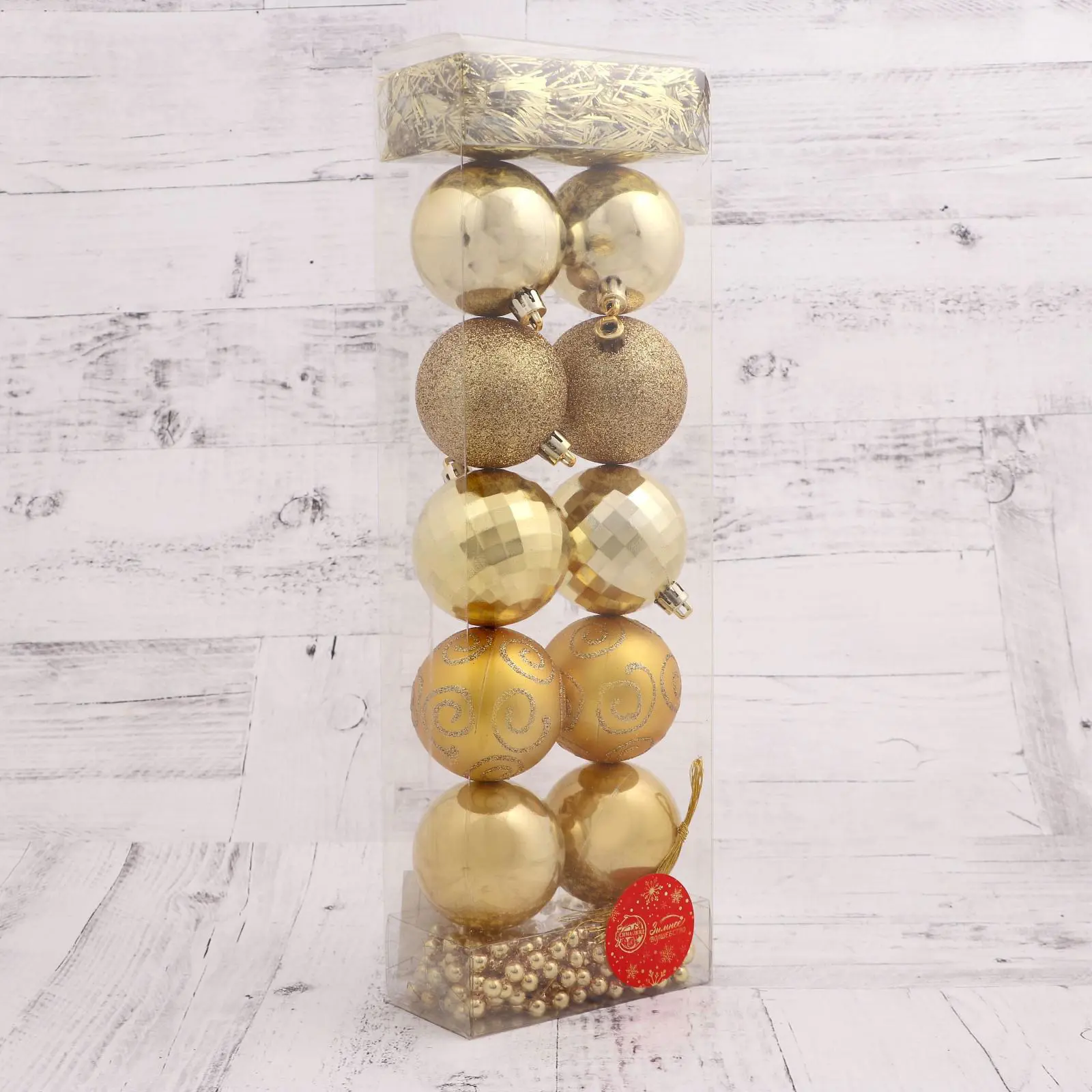 Изображение товара Набор елочных игрушек сосулька Фабрика елочных игрушек Клавдиево 39.80x12.70см Жёлтый/золотой 12шт