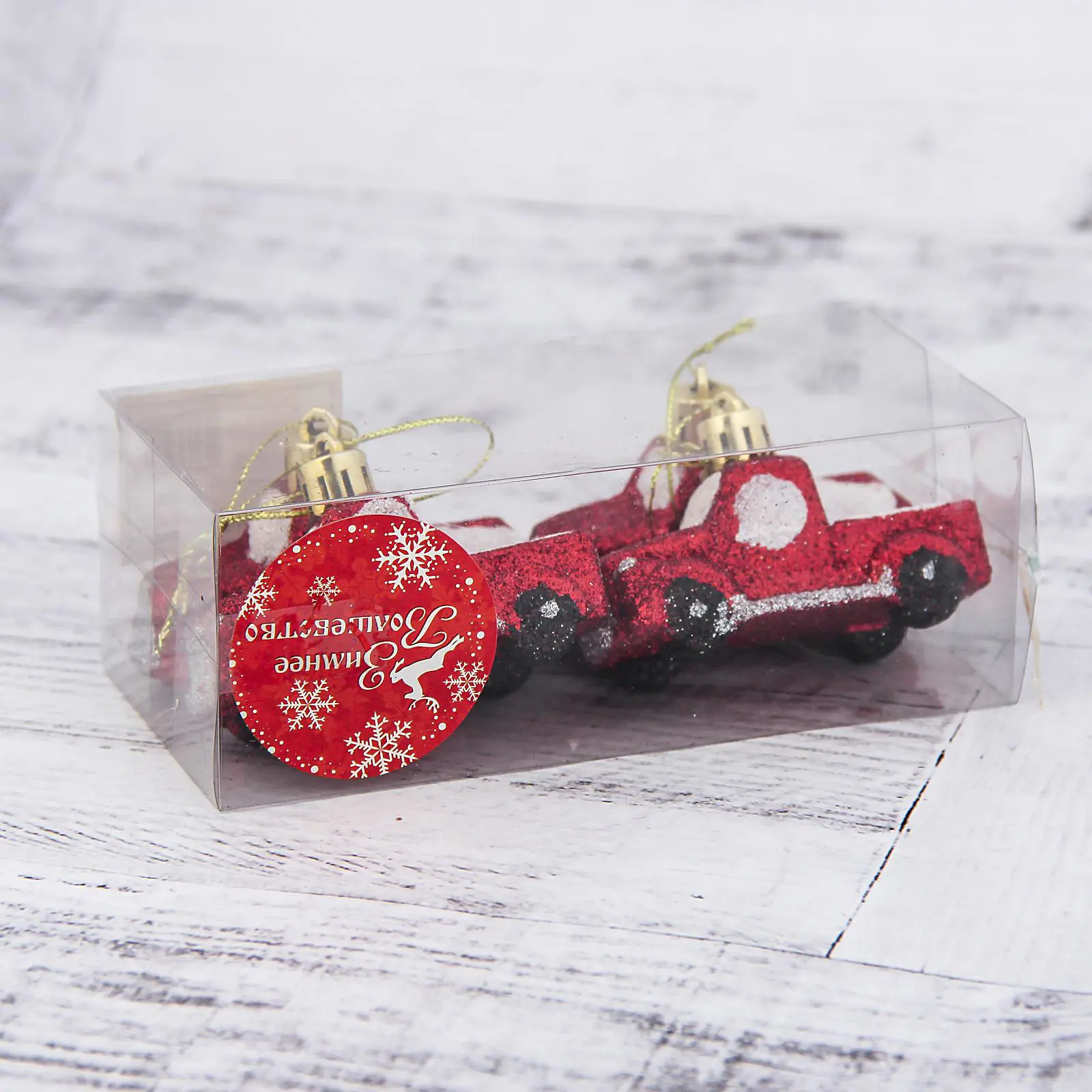 Изображение товара Набор елочных игрушек Пикап Зимнее волшебство 3562574 3 см х 7 см красный