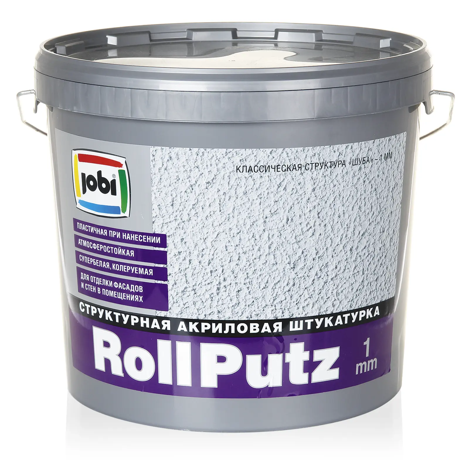 Изображение товара Декоративная структурная штукатурка Jobi 23541 Белая 16 кг эффект "Шуба" for фасад и интерьер