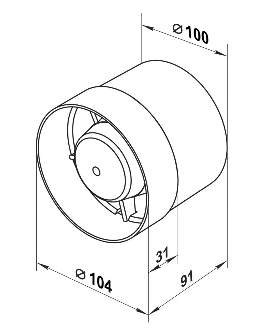 Изображение товара Вентилятор канальный вытяжной Vents 100 ВКО-к D100 мм 37 дБ 105 м³/ч цвет белый