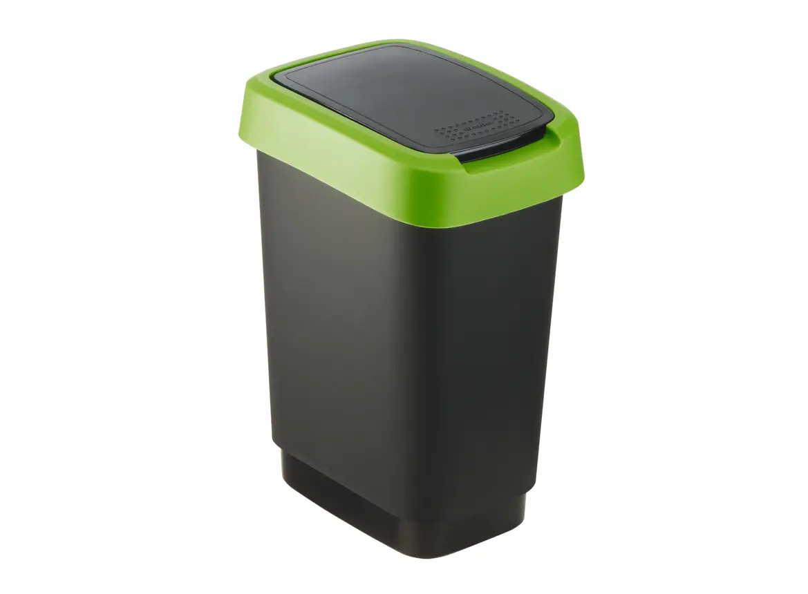 Изображение товара Контейнер для мусора Rotho Swing Twist черный/зеленый 10 л