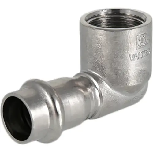 Изображение товара Угольник 90 градусов Valtec внутренняя резьба 3/4"х22 мм нержавеющая сталь