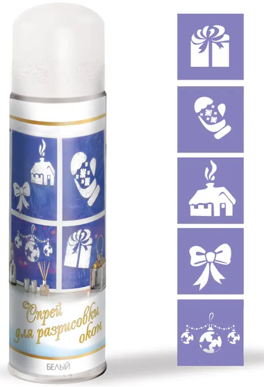 Изображение товара Спрей набор для разрисовки и 5 трафаретов 250 мл цвет белый