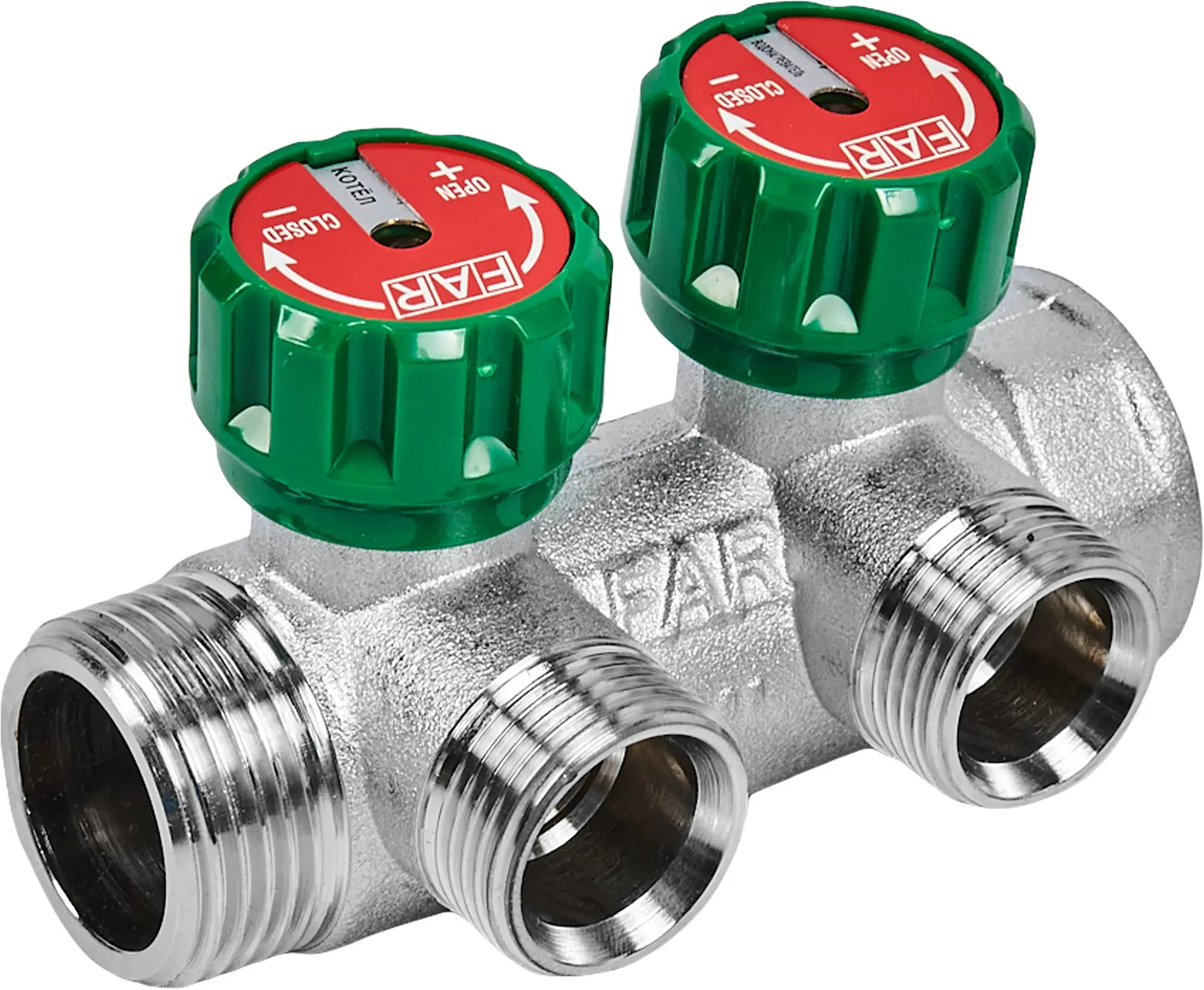 Изображение товара Коллектор FAR FK 3821 134 на 2 выхода 1" x 3/4" из латуни