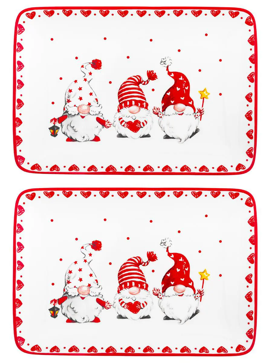 Изображение товара Блюдо прямоугольное Elan Gallery Весёлые гномики 25.2x17.5x2.3 см 2 шт