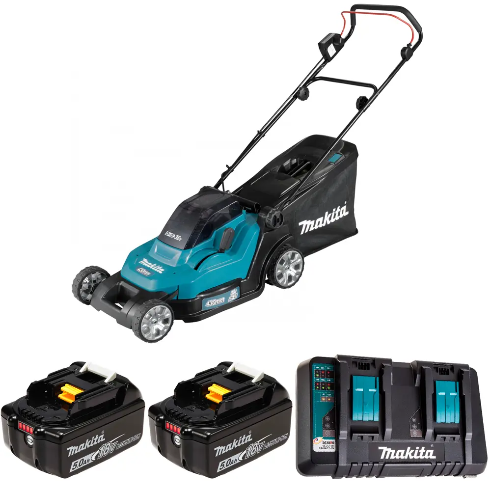 Изображение товара Газонокосилка аккумуляторная Makita DLM432PT2 DLM432 36 В 43 см АКБ и ЗУ в комплекте