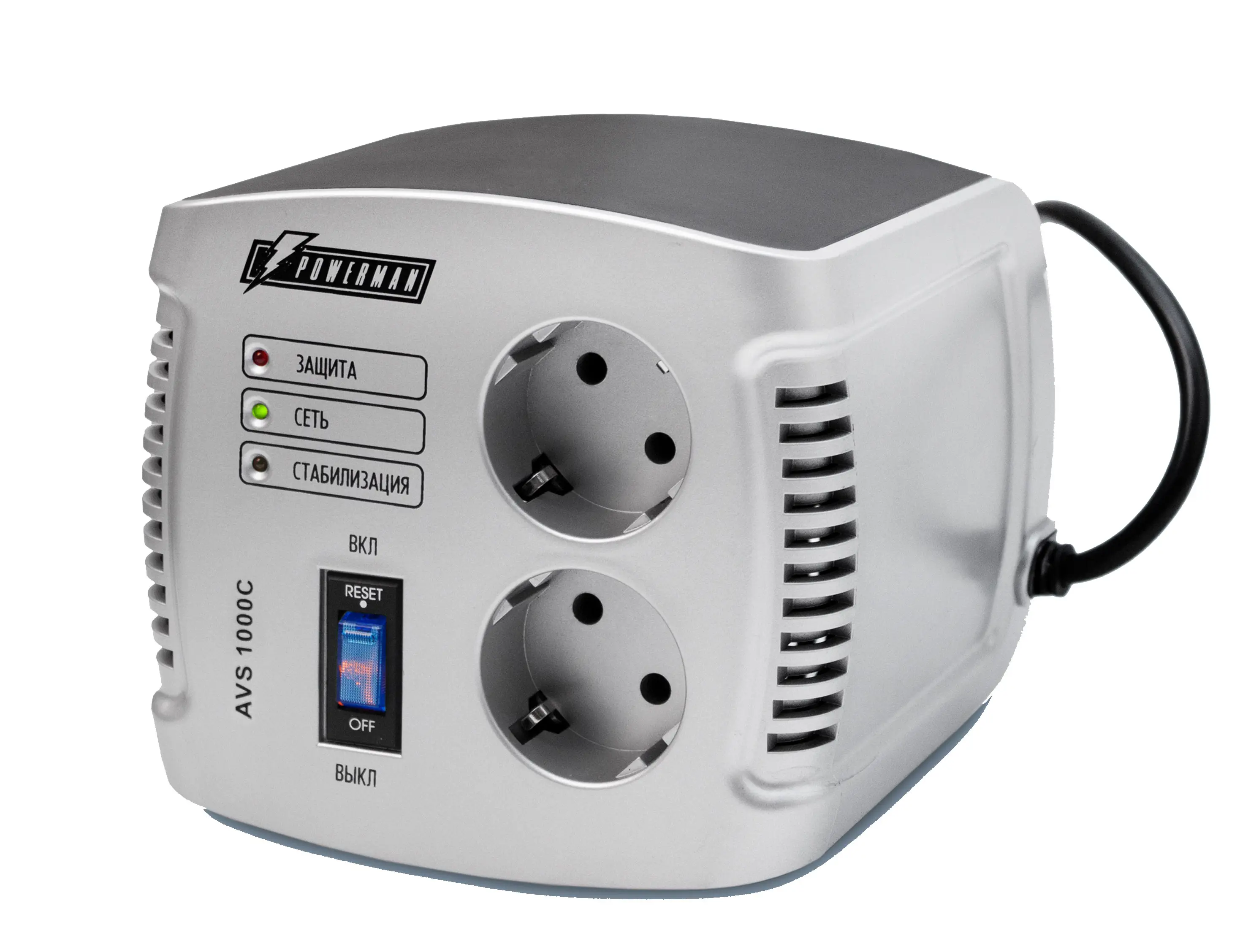 Изображение товара Стабилизатор напряжения Powerman AVS C на 1000 ВА с сетевым фильтром для котла и дома
