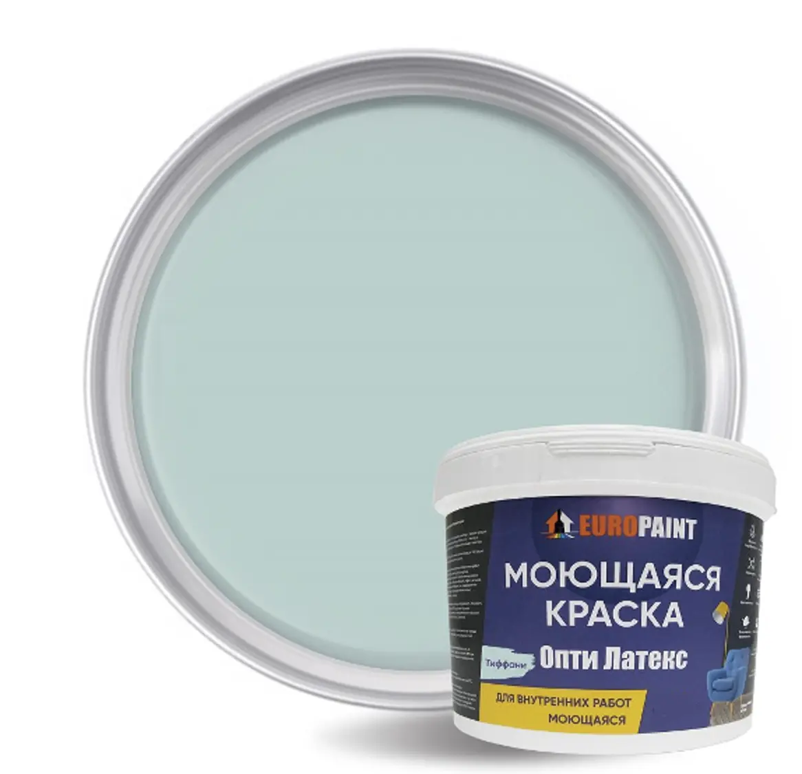 Изображение товара Краска EUROPAINT Опти Латекс тиффани 10 л, матовая, водостойкая для внутренних работ