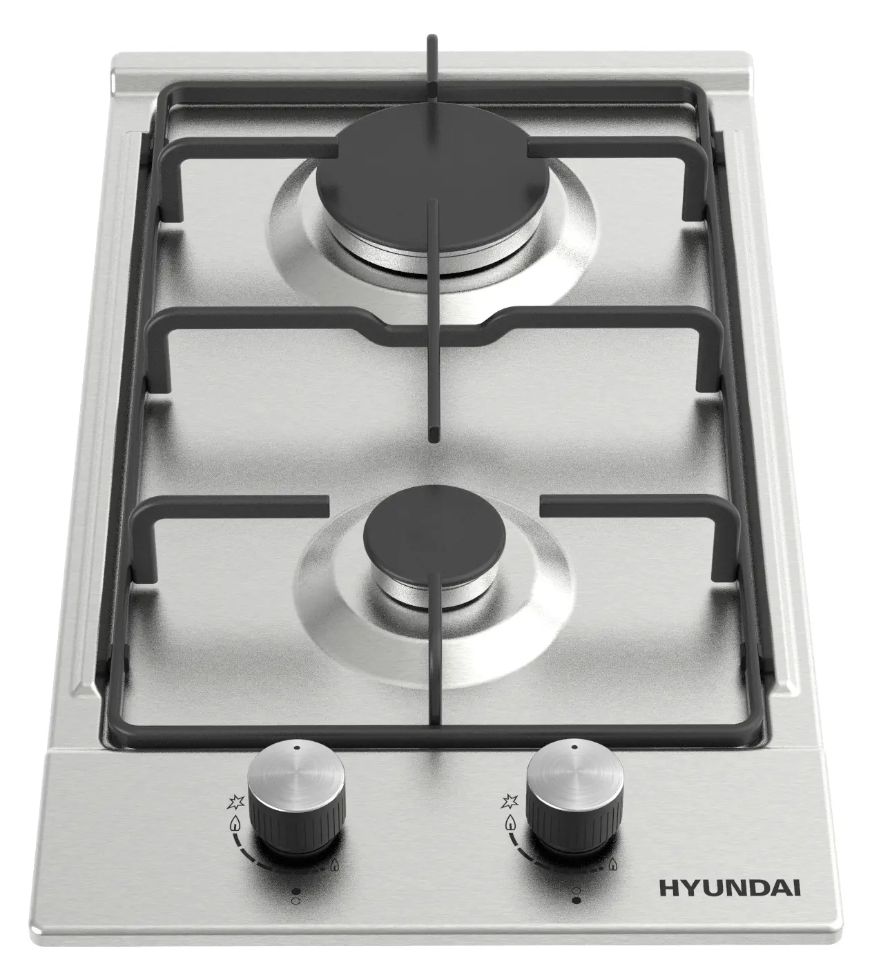 Изображение товара Газовая варочная панель Hyundai HHG 3230 IX 29 см 2 конфорки цвет серебристый
