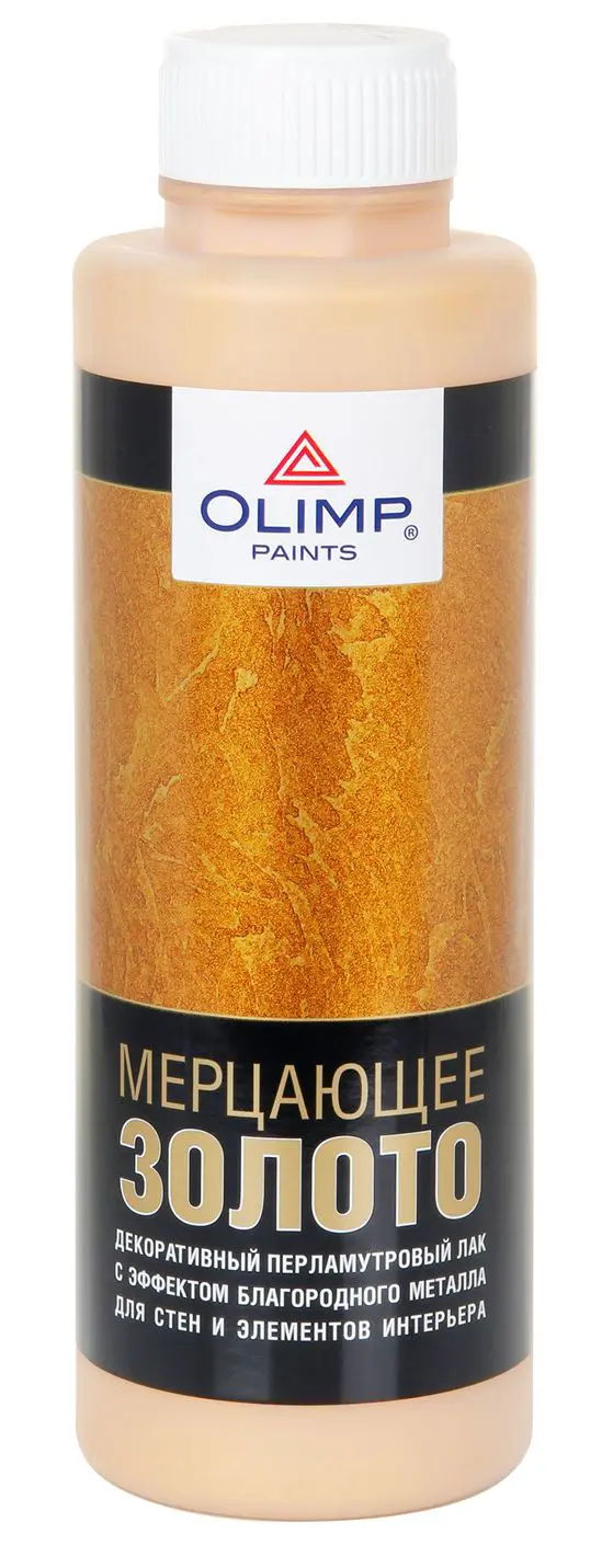 Изображение товара Декоративный перламутровый лак Olimp мерцающее золото 0.5 л для внутренних работ