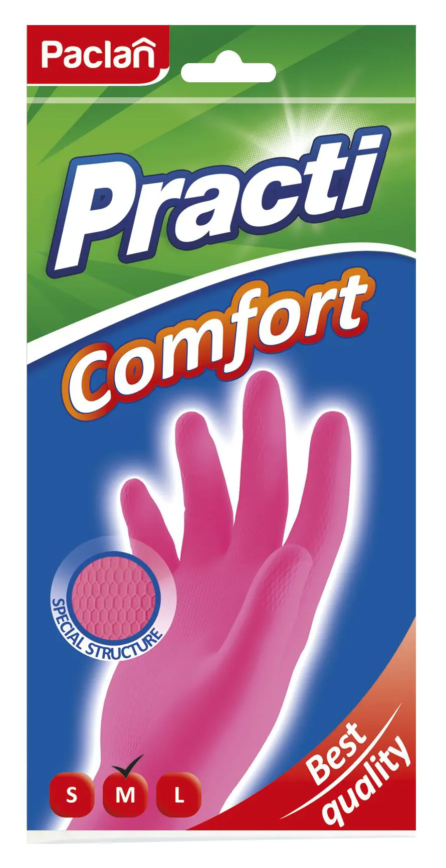 Изображение товара Перчатки резиновые Paclan Practi Comfort размер 8 M 1 шт