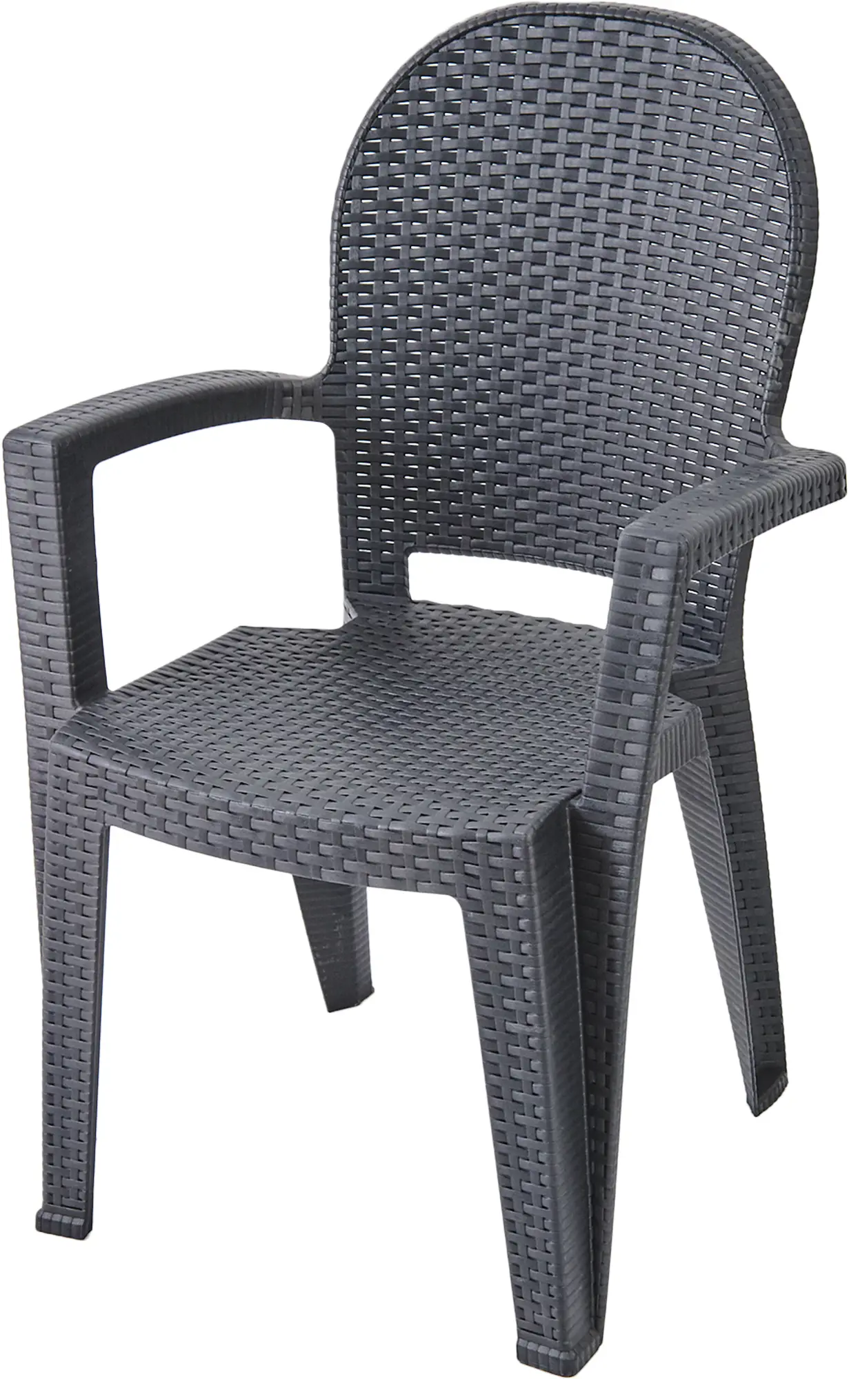 Изображение товара Садовый стул Ротанг СПР Г, пластиковое кресло с подлокотниками, темно-серый цвет
