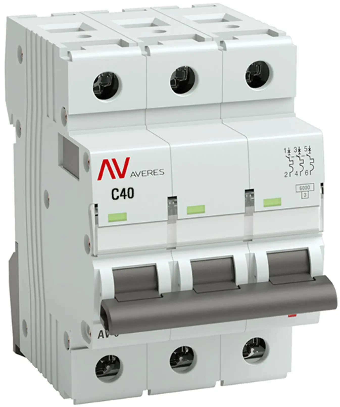 Изображение товара Автоматический выключатель EKF Averes AV-6 3P C40 А 6 кА mcb6-3-40C-av