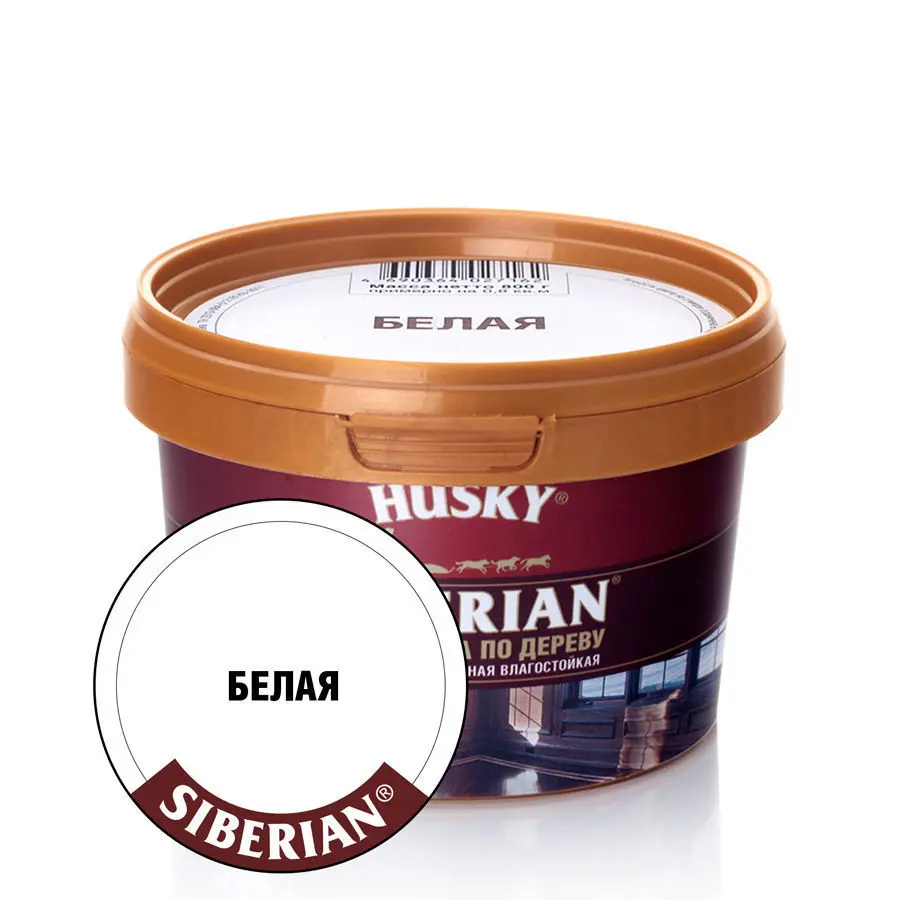 Изображение товара Шпатлевка по дереву HUSKY Siberian 26529 Готовый Белый 0.8 кг