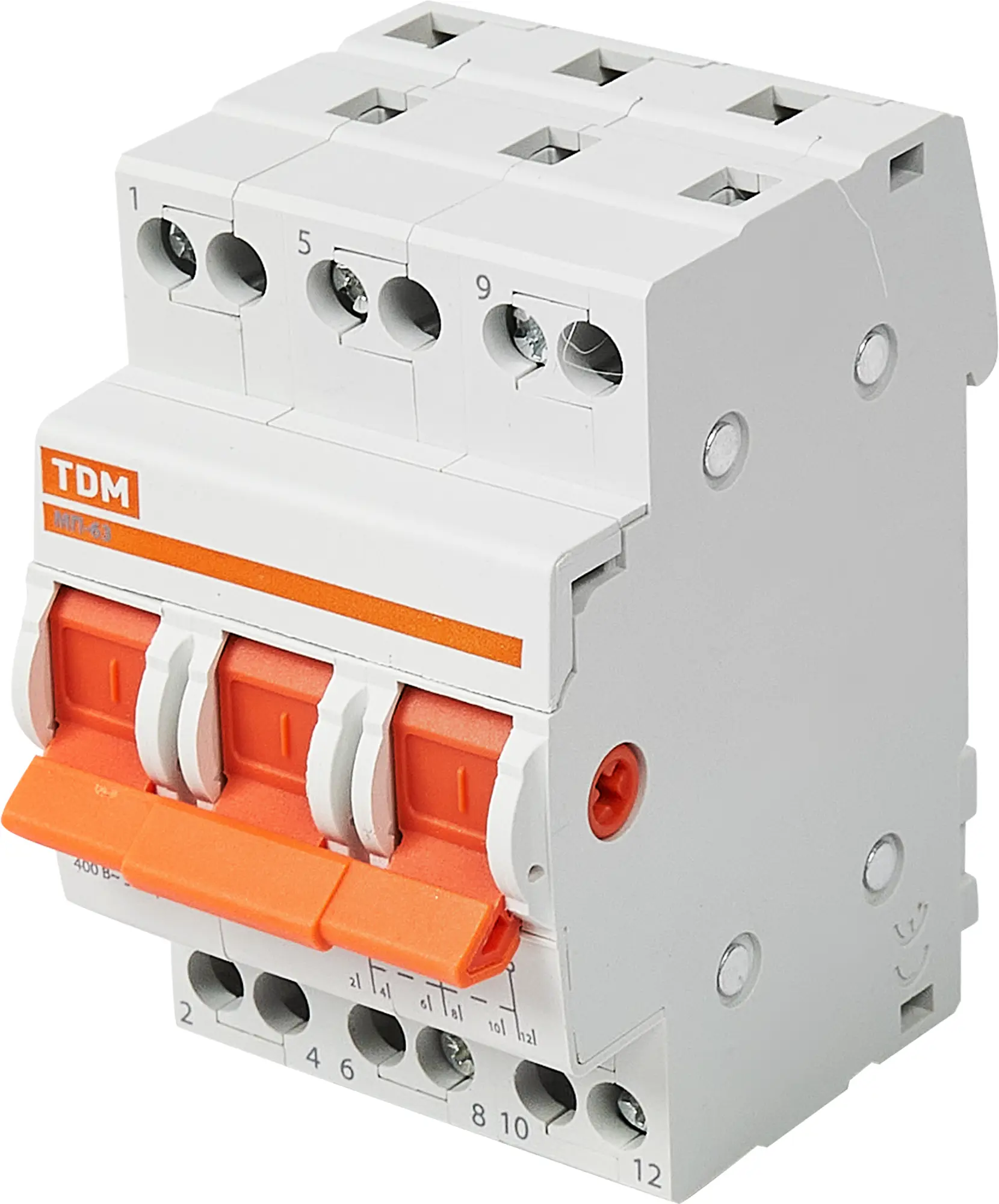 Изображение товара Выключатель нагрузки TDM Electric МП-63 3P 63 А трехфазный надежный корпус