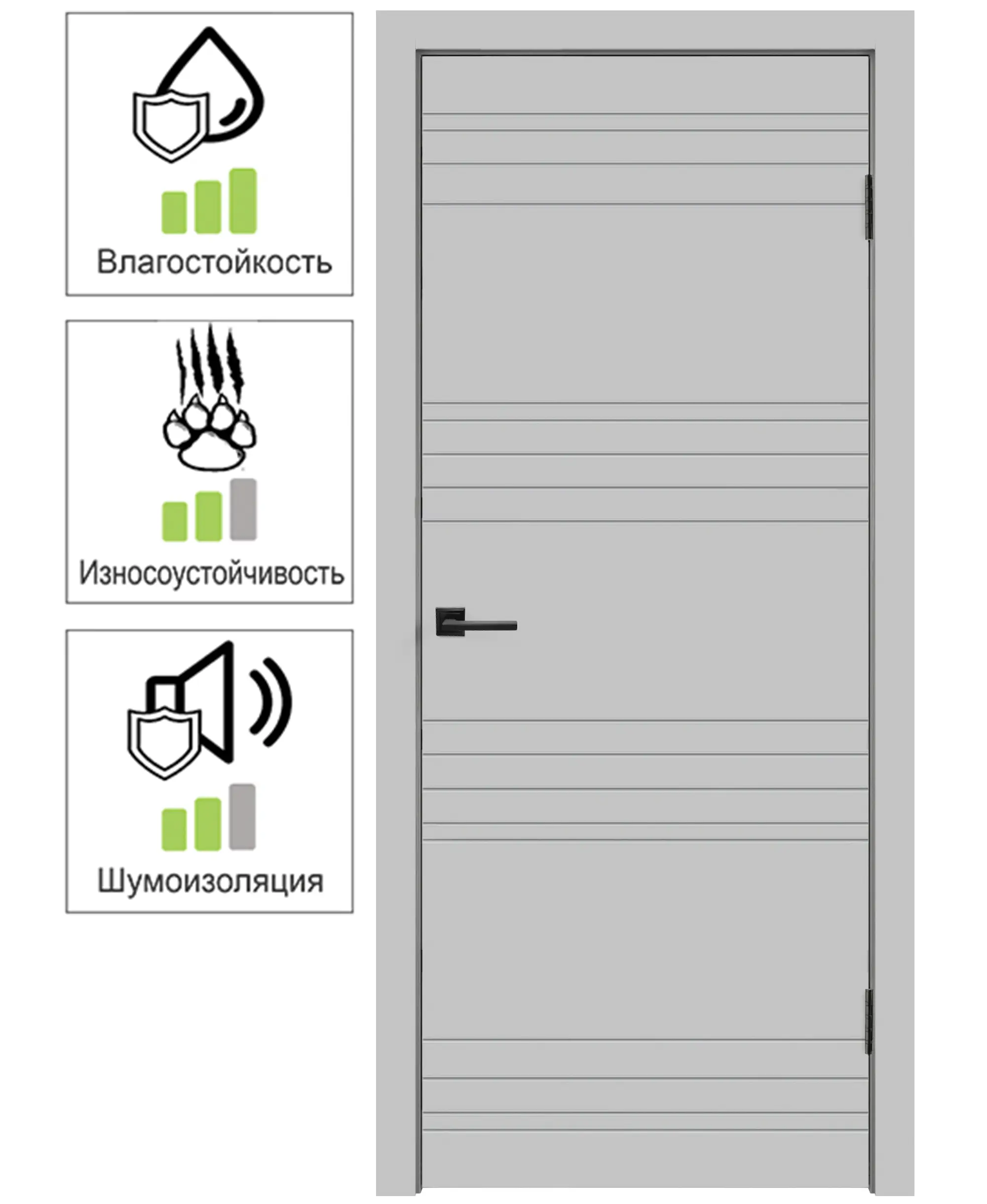 Изображение товара Дверь межкомнатная глухая Сканди N 80x200 см МДФ серый
