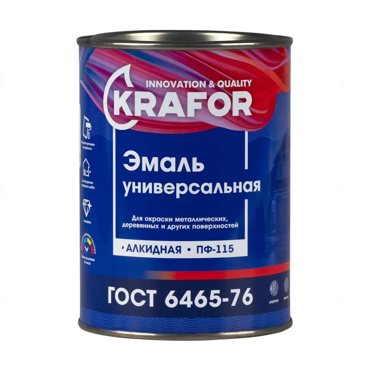 Изображение товара Эмаль НОВОКОЛОР KRAFOR ПФ-115 зеленая 0.8 кг