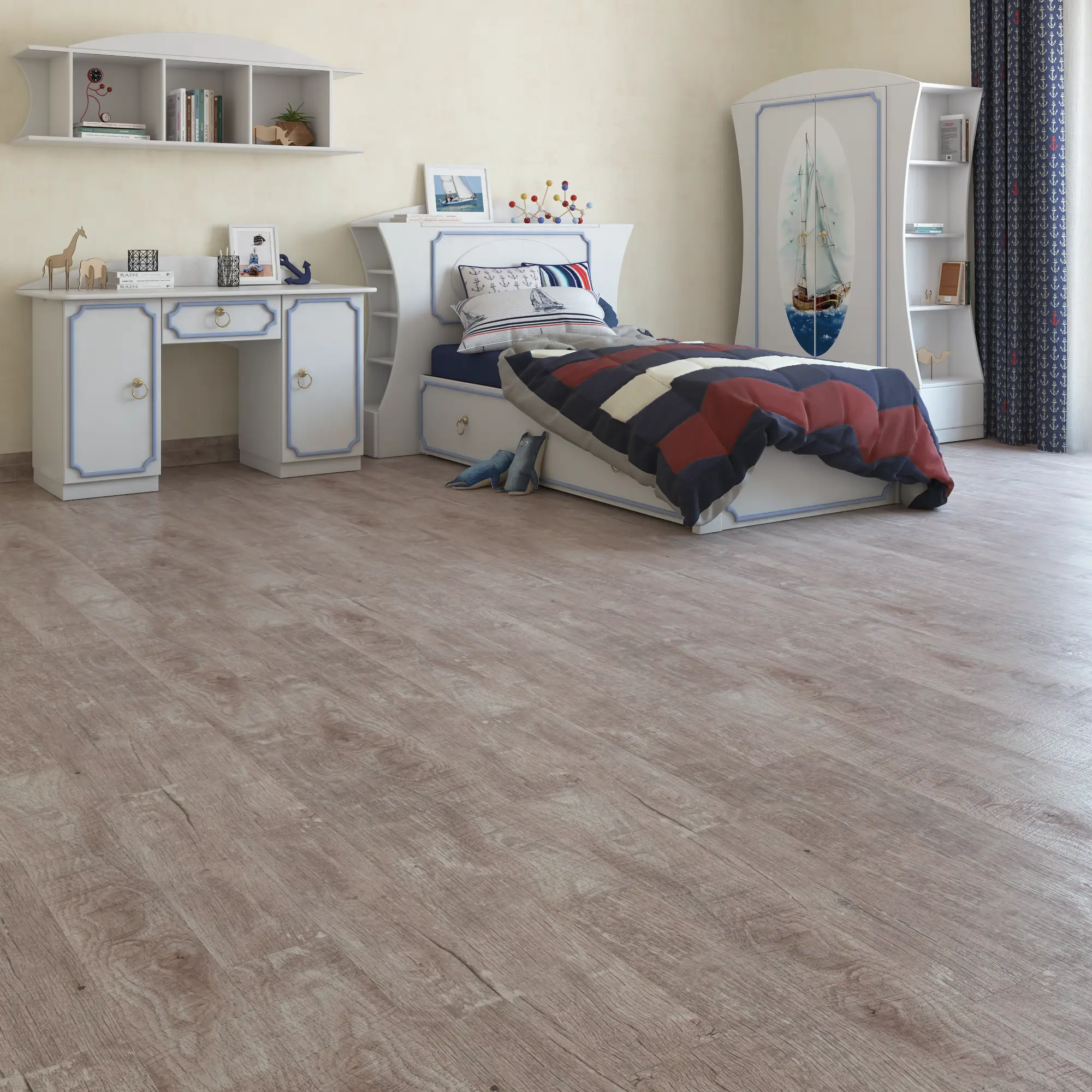 Изображение товара Ламинат Бук потертый KU 32 класс, 8 мм, бежево-коричневый, 2.131 м²