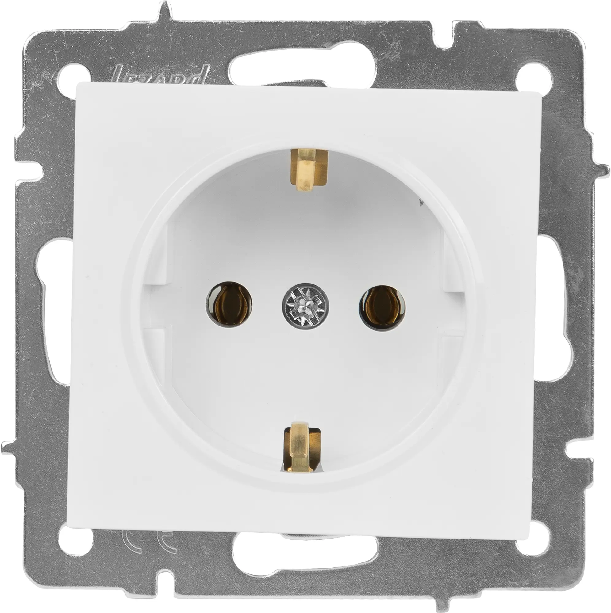 Изображение товара Розетка Lezard Vesna с заземлением белая для встраивания
