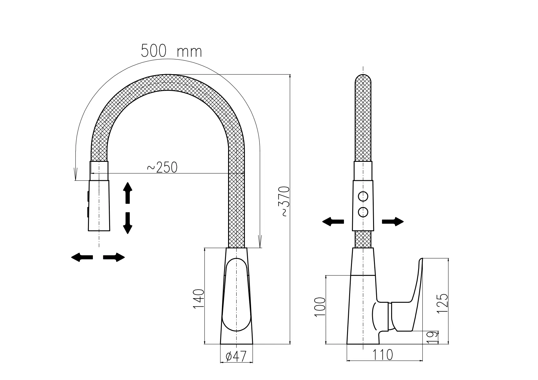 Изображение товара Однорычажный смеситель Ravslezak Am719.5/12c 25 см цвет черный