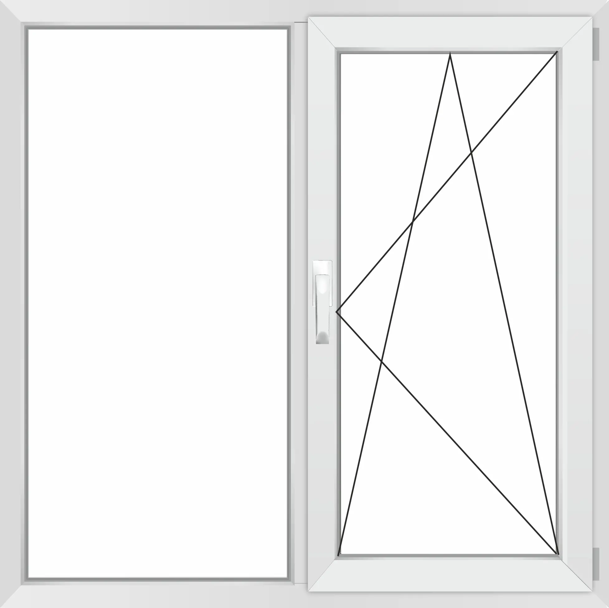 Изображение товара Окно ПВХ Grunder П2_1_Gr_70_REZE_1100*1000 двухстворчатое 100х110см внутренний двухкамерный