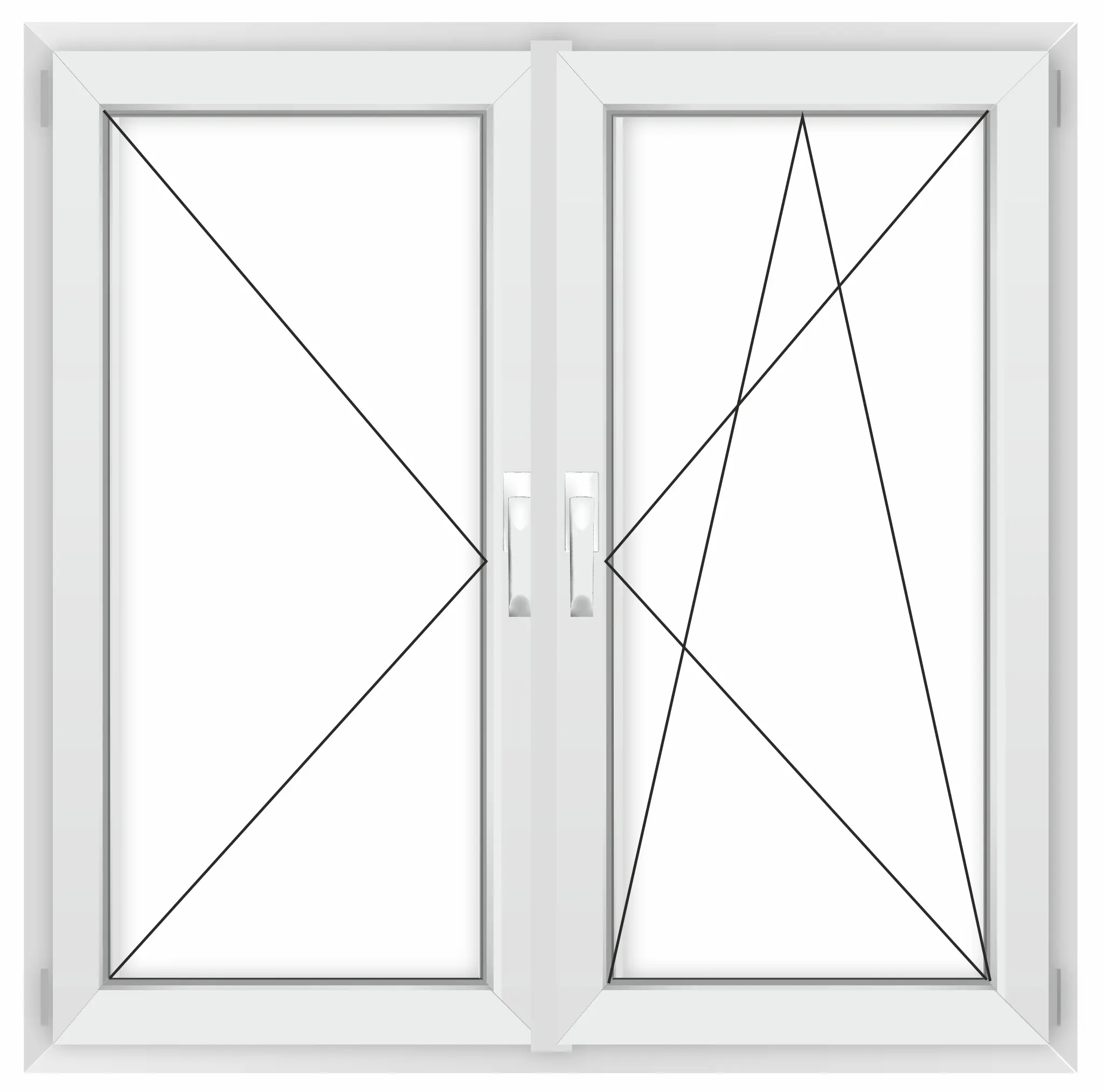 Изображение товара Окно ПВХ Grunder П2_2_Gr_60_REZE_1100*1100 двухстворчатое 110х110см внутренний двухкамерный