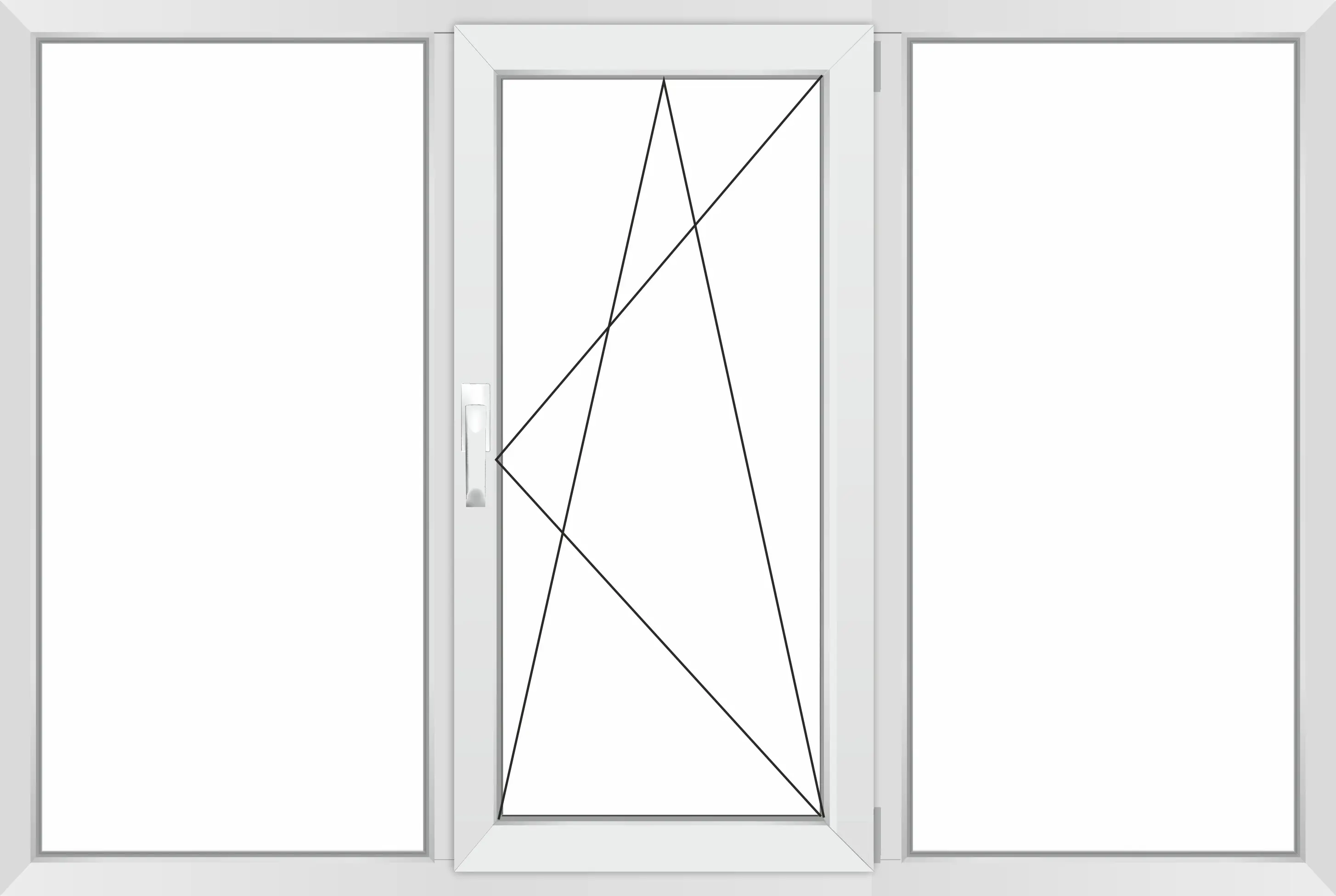 Изображение товара Окно ПВХ Grunder П3_1_Gr_60_REZE-Часть-1_1800*1200 трехстворчатое 120х180см внутренний двухкамерный