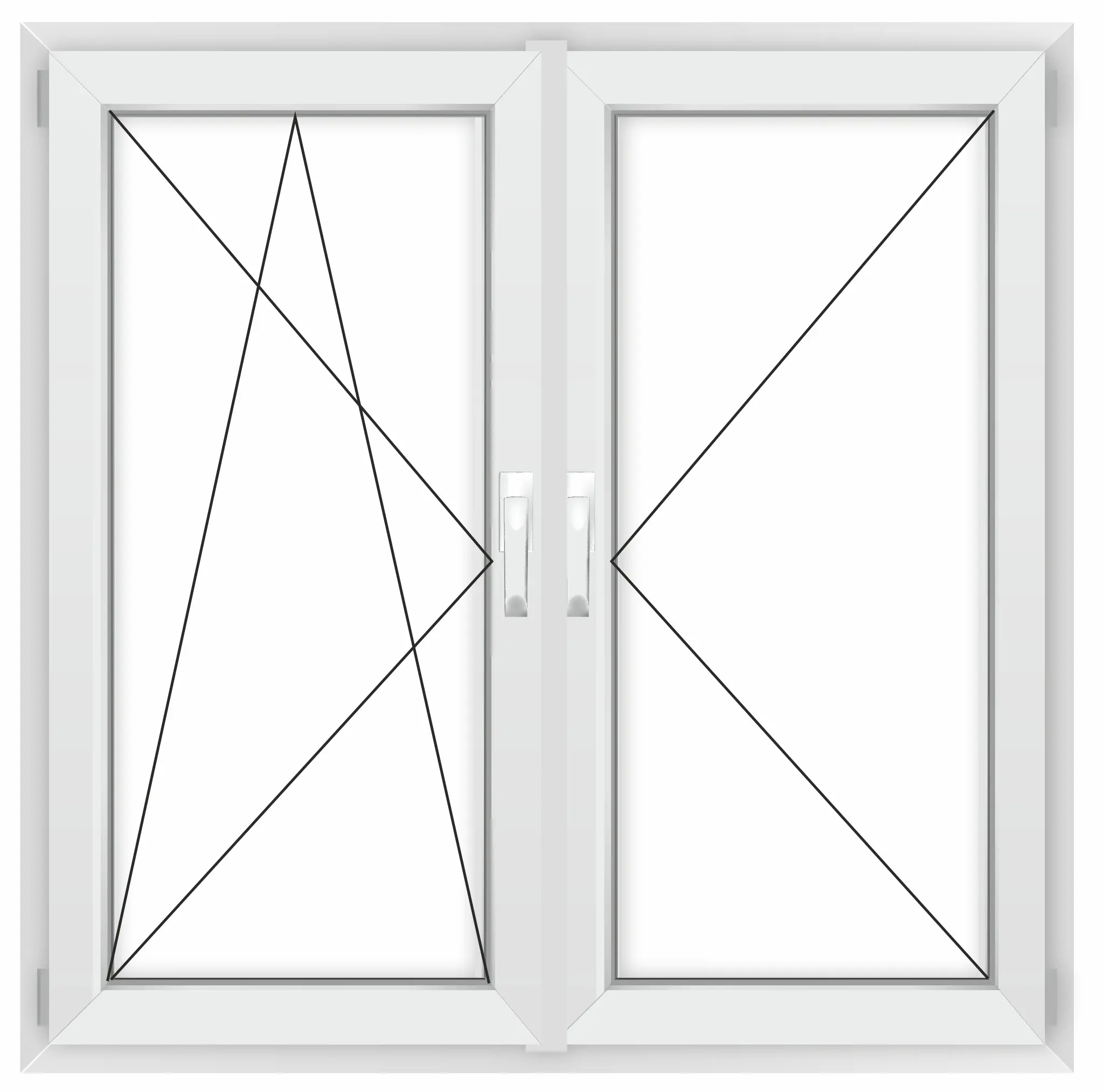 Изображение товара Окно ПВХ Grunder Л2_2_Gr_60_REZE_1000*1000 двухстворчатое 100х100см внутренний двухкамерный