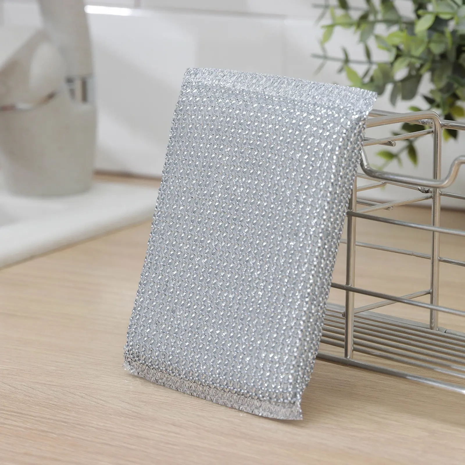 Изображение товара Губка для мытья посуды SIMALAND Соты 6908311 с металлическим скрабером