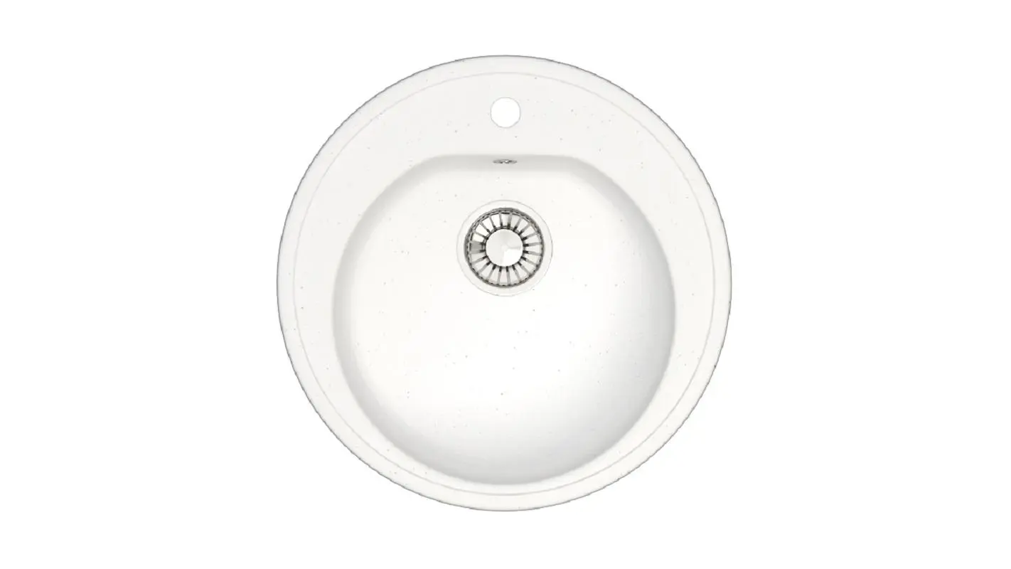 Изображение товара Врезная мойка Glanz J-003 51x51 глубина 19.10 см литьевой мрамор цвет белый