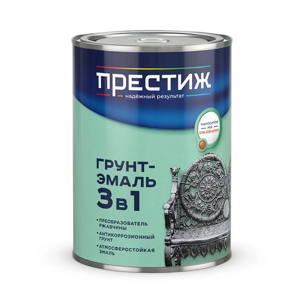 Изображение товара Грунт-эмаль по ржавчине 3 в 1 Престиж Холдинг, быстросохнущая, черная, 0.9 кг
