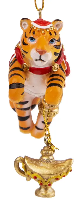 Изображение товара Подвесное украшение Nature "Тигр с лампой" 3x7.5x7.5 см полистоун оранжевый