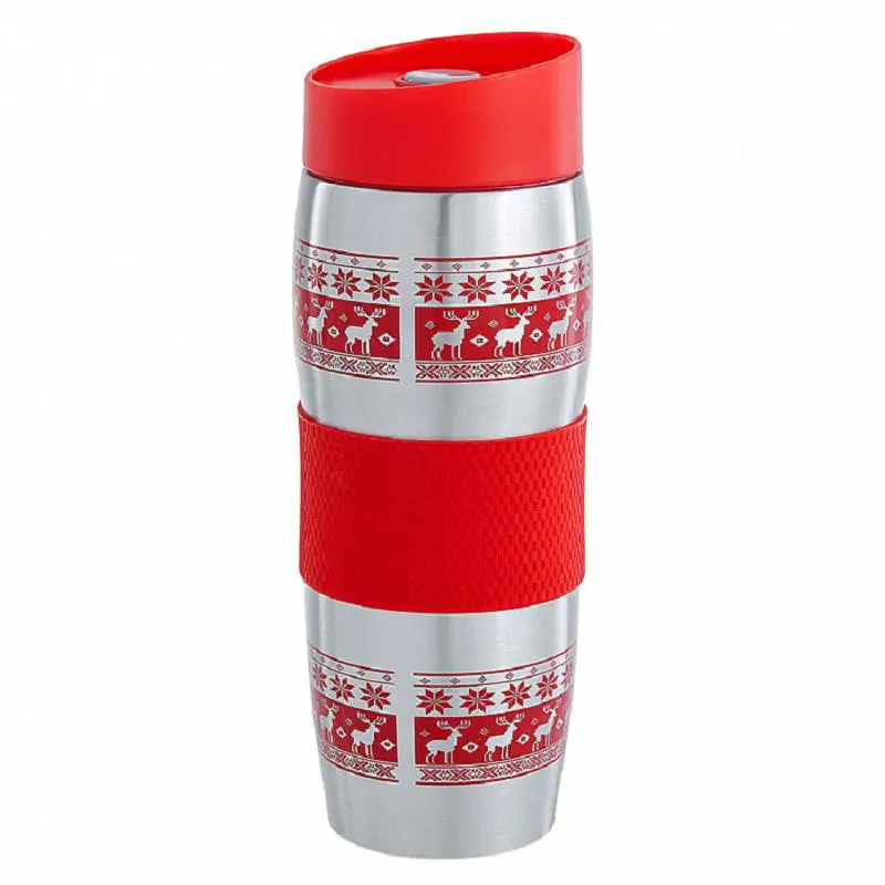 Изображение товара Термокружка Alpenkok Олени 400 мл колба из нержавеющей стали цвет красный