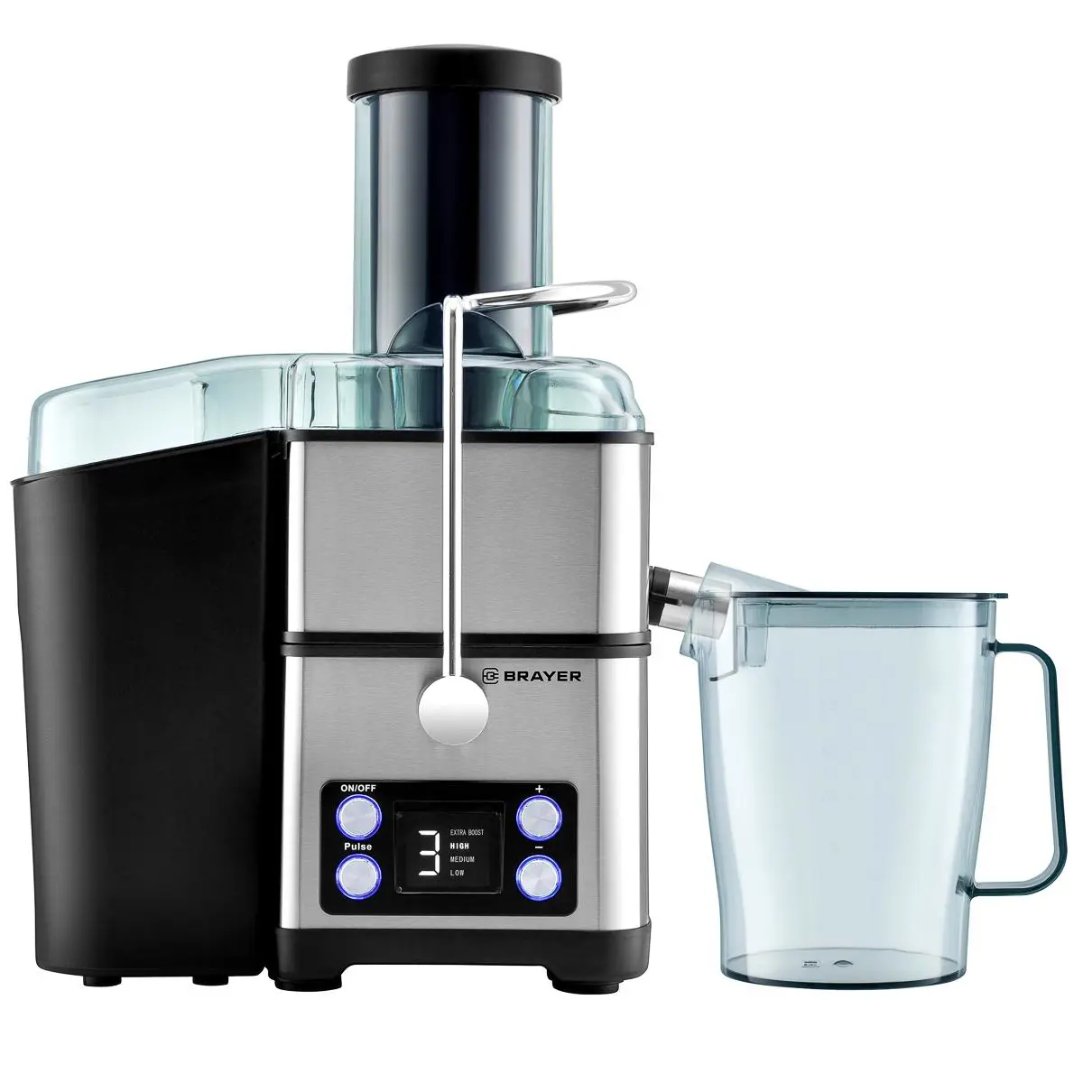 Изображение товара Соковыжималка электрическая Brayer BR1704 800 Вт 1.1 л нержавеющая сталь цвет черный