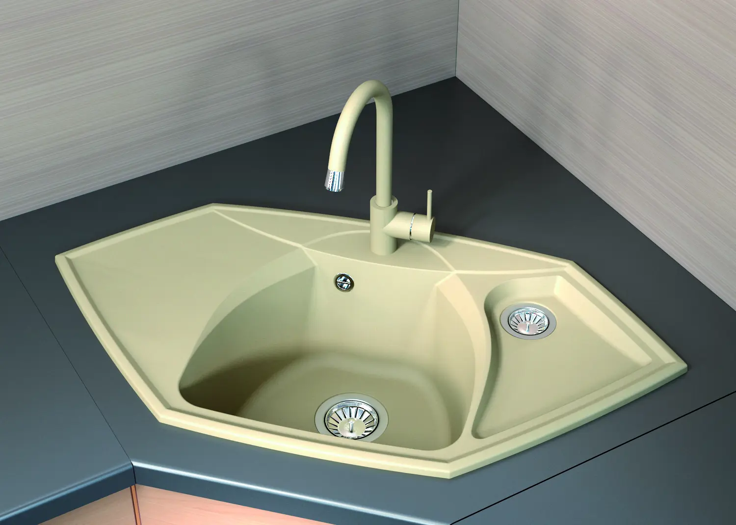 Изображение товара Врезная мойка Florentina Сардиния 51x97x20 см искусственный камень цвет грей