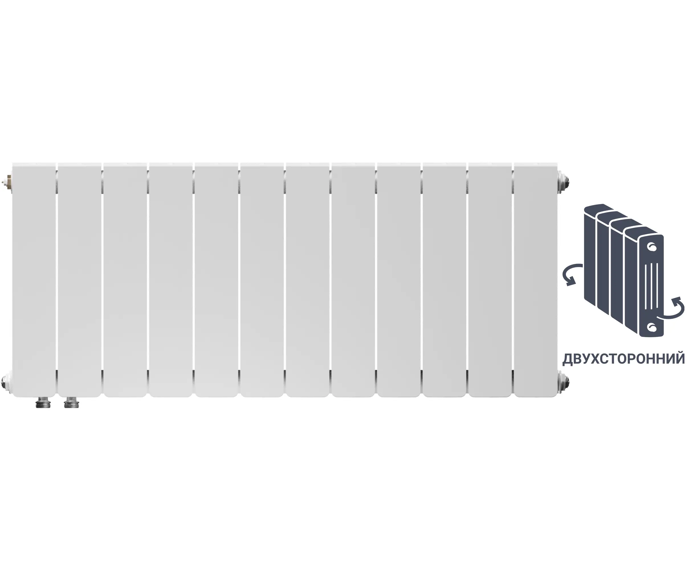 Изображение товара Радиатор EQUATION биметаллический двухсторонний 350 мм, 12 секций, Белый