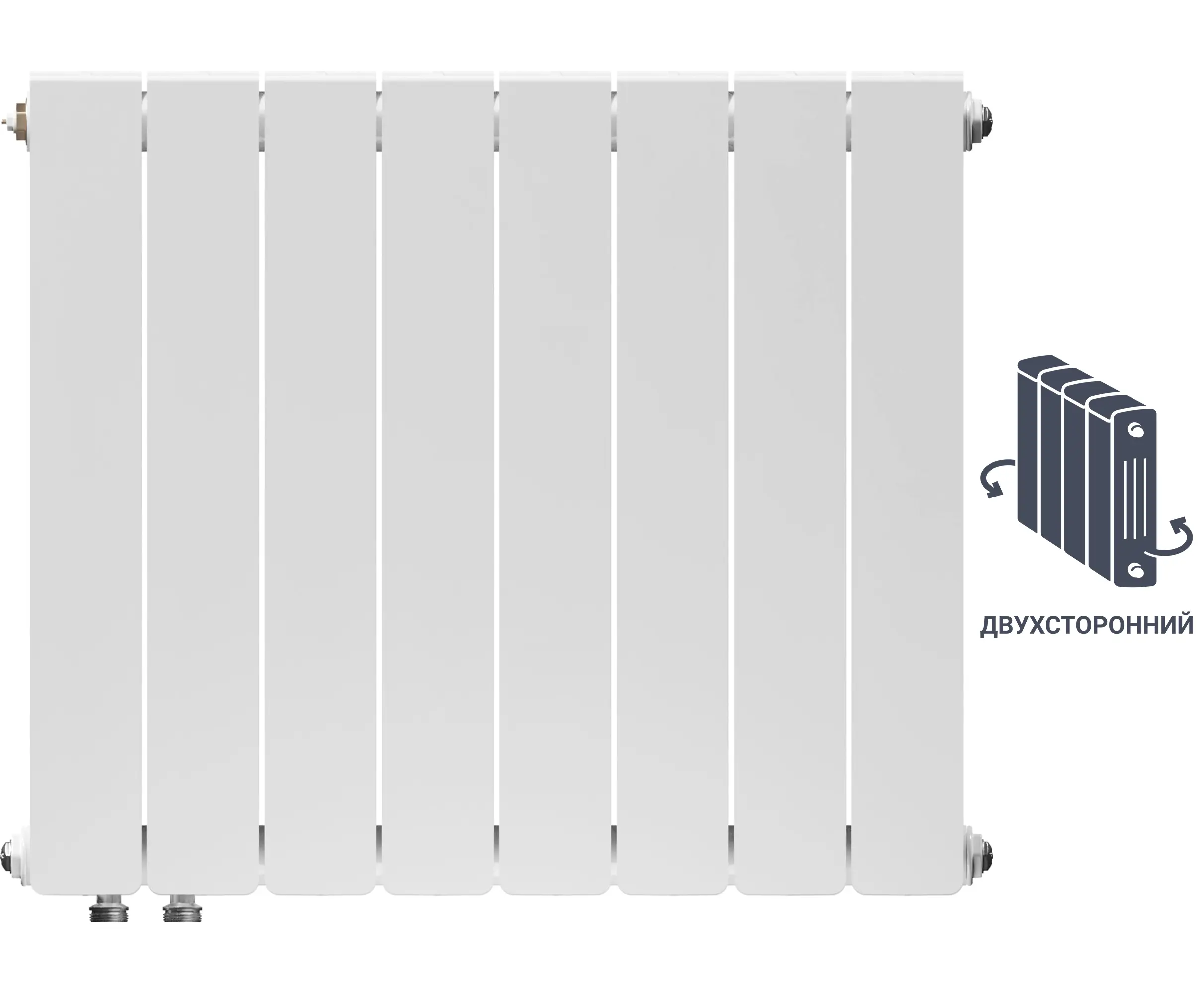 Изображение товара Биметаллический радиатор EQUATION 8 секций 500 мм нижнее правое подключение белый