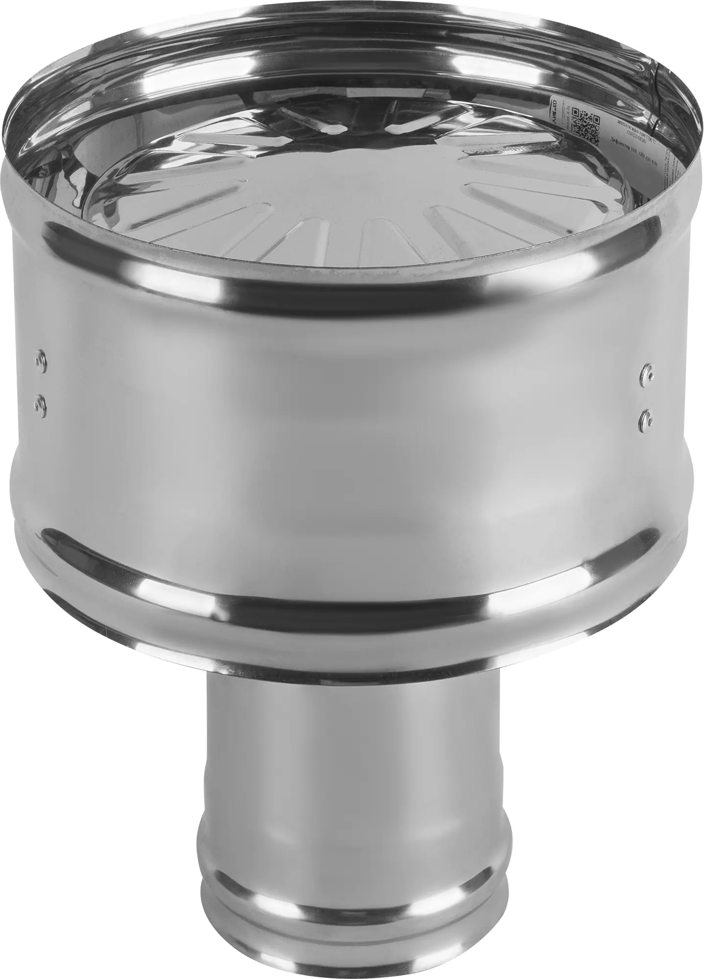 Изображение товара Зонт для дымохода Металлик и Ко D115 мм из нержавеющей стали с ветрозащитой