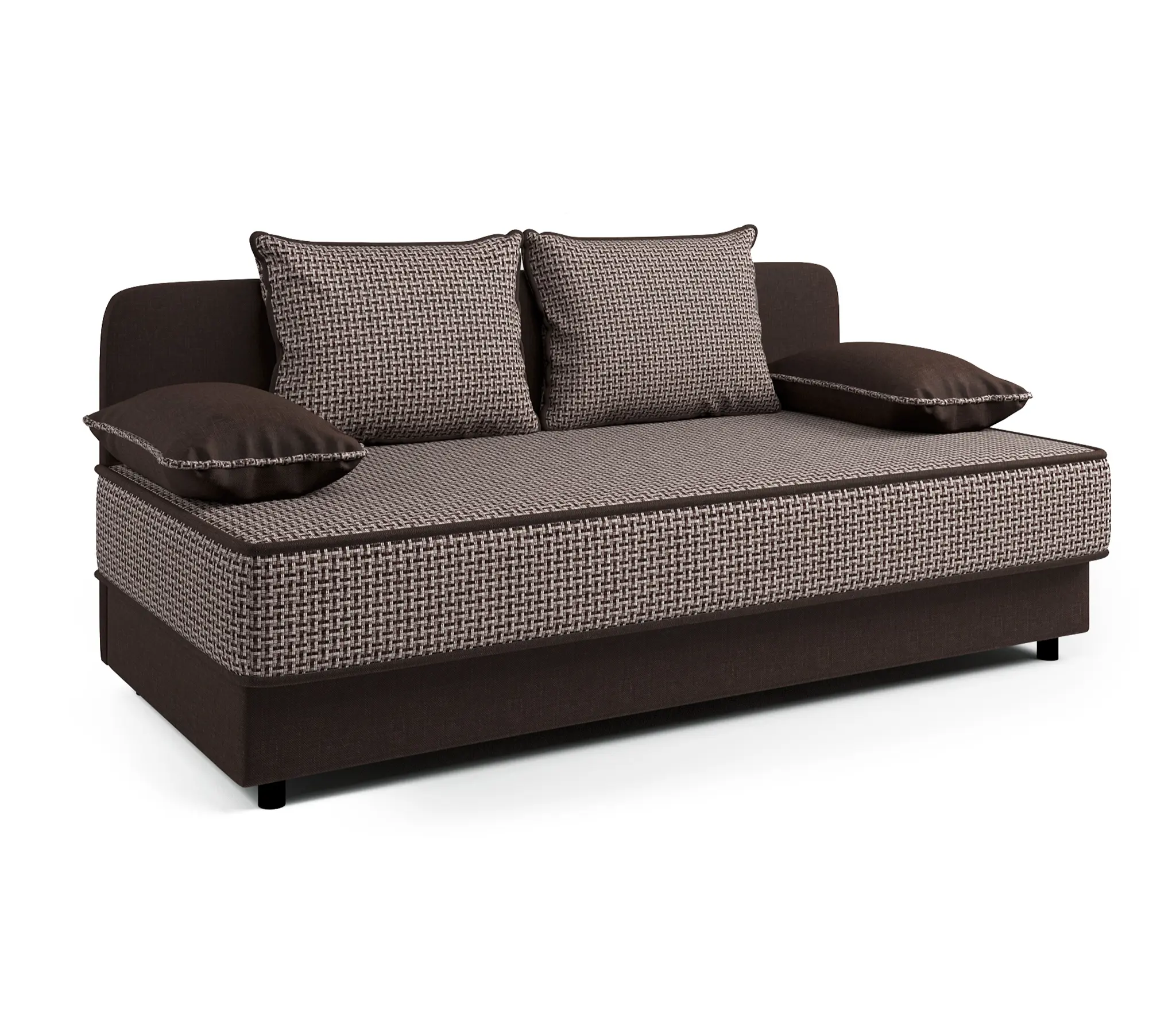 Изображение товара Кушетка Шарм-Дизайн Прима 194x82x81 см рогожка коричневая с бельевым ящиком