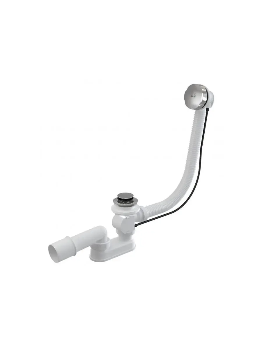 Изображение товара Слив перелив с сифоном для ванны полуавтомат Alcaplast A55K-100-RU-01 D52 мм цвет серебро