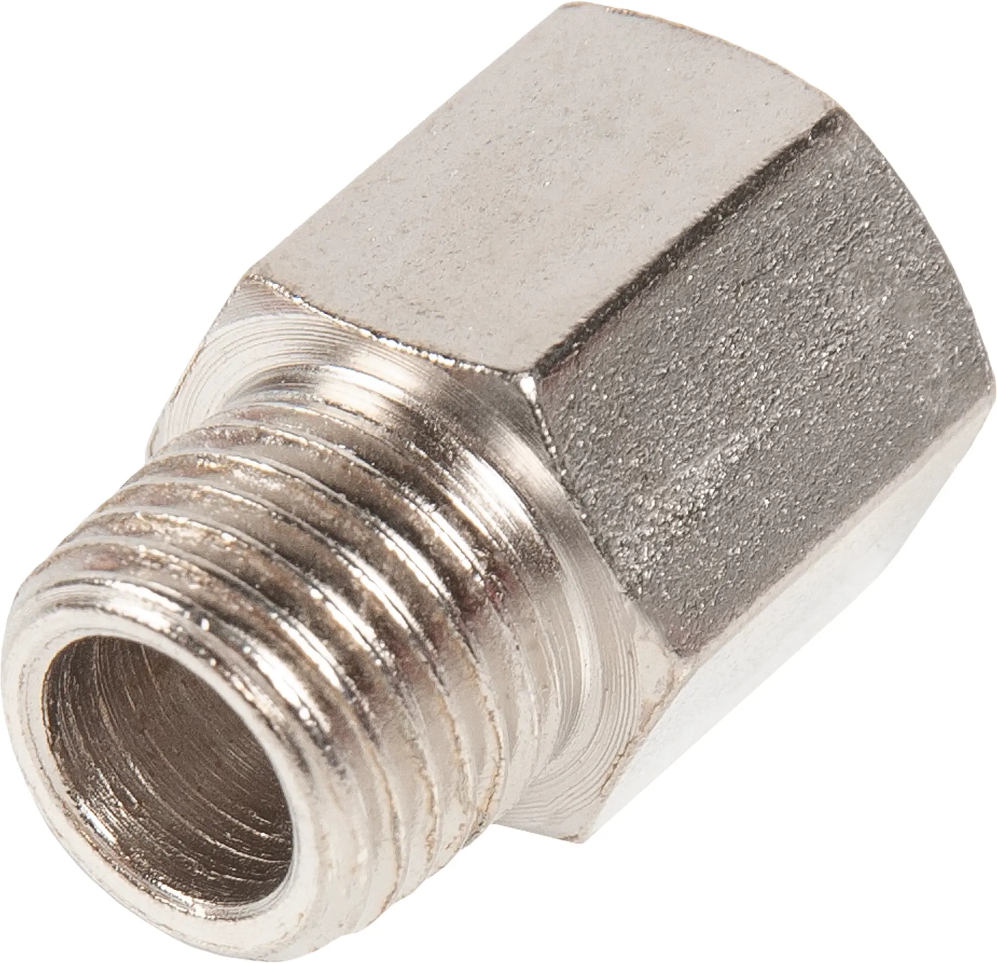 Изображение товара Переходник для компрессора Elitech 1/4 М - 1/4 F никелированный латунь