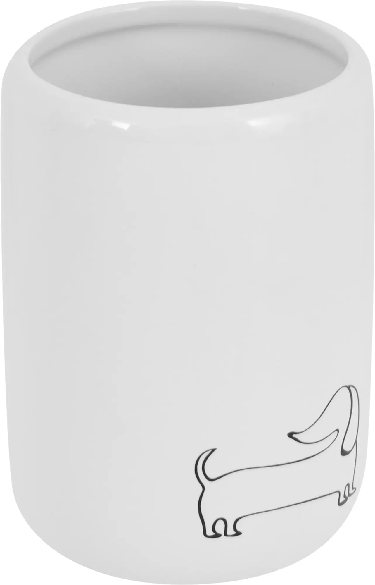 Изображение товара Стакан для зубных щеток Vidage Такса Жужа из керамики белый 7x10 см