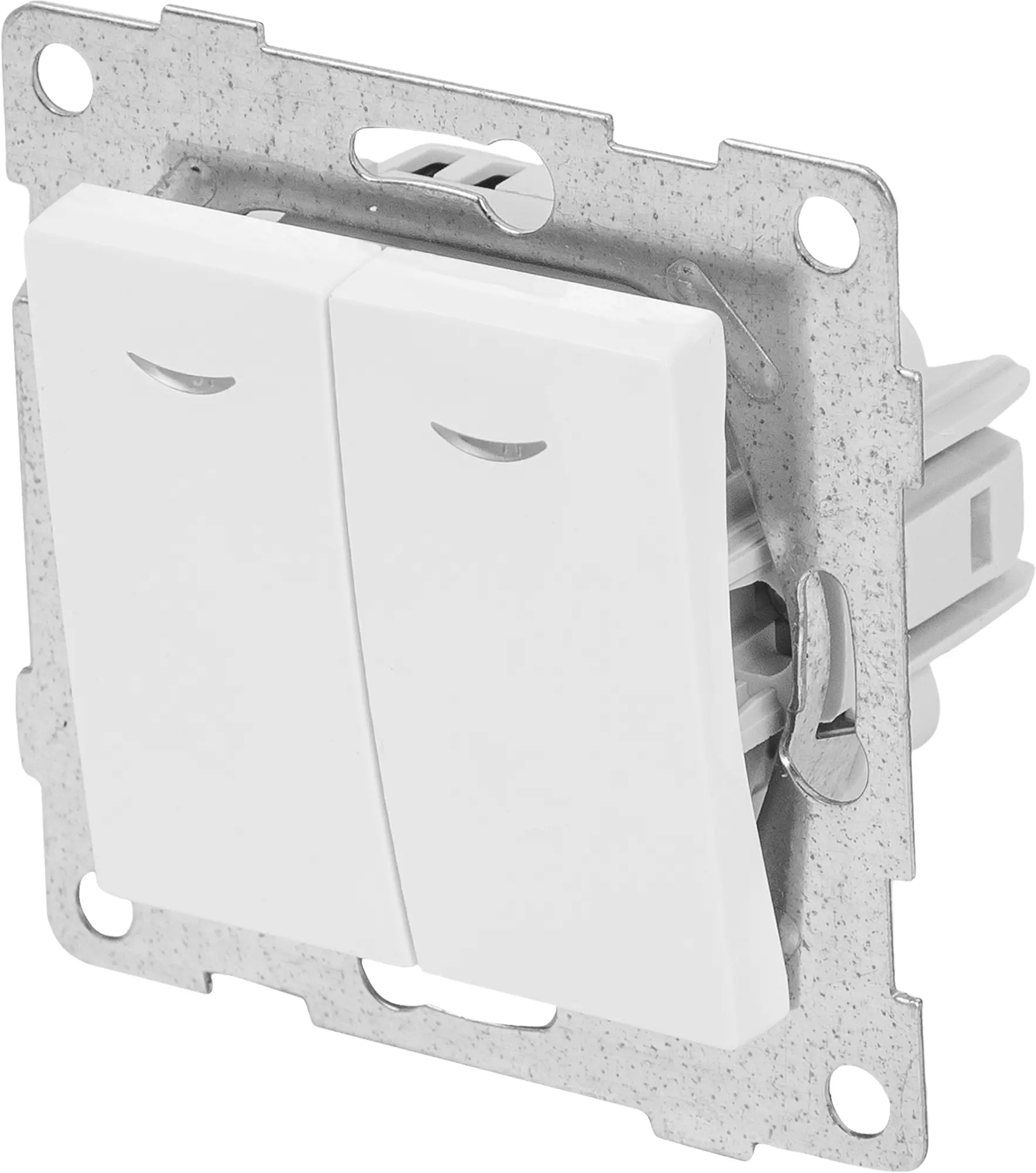 Изображение товара Выключатель встраиваемый Gusi Electric 2 клавиши с индикатором белый IP20 Россия