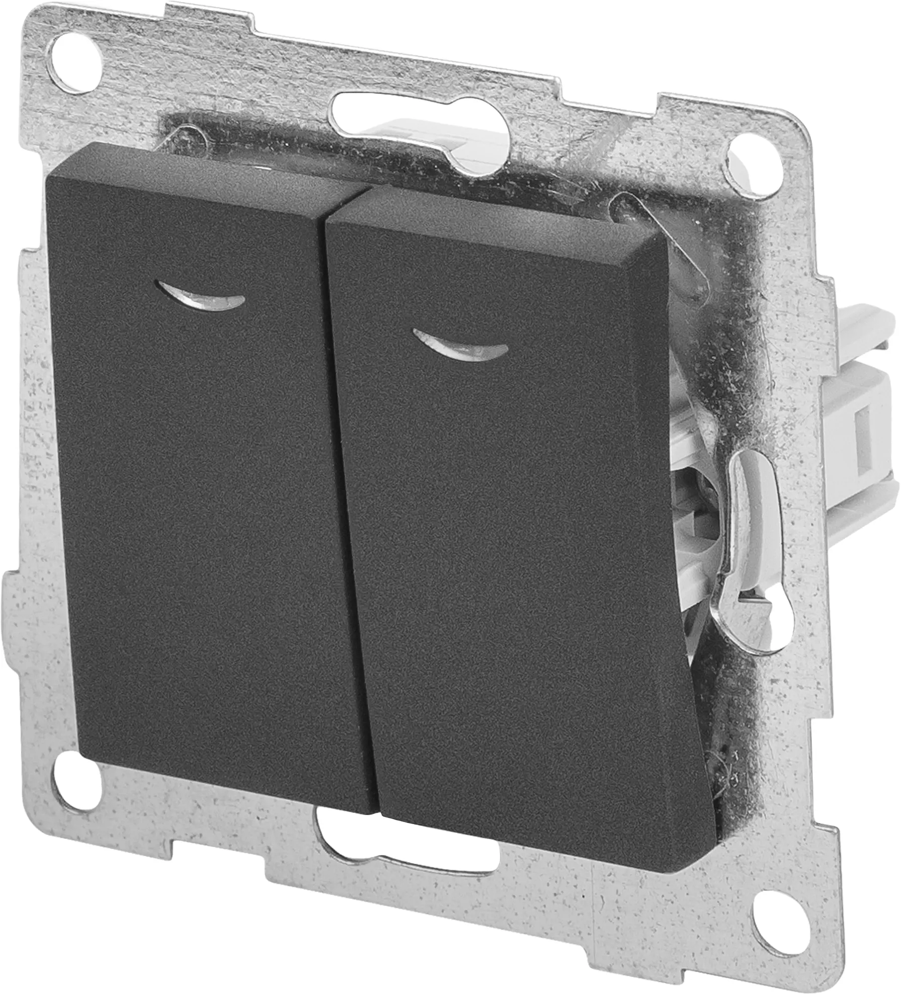 Изображение товара Выключатель встраиваемый Gusi Electric 2 клавиши графит