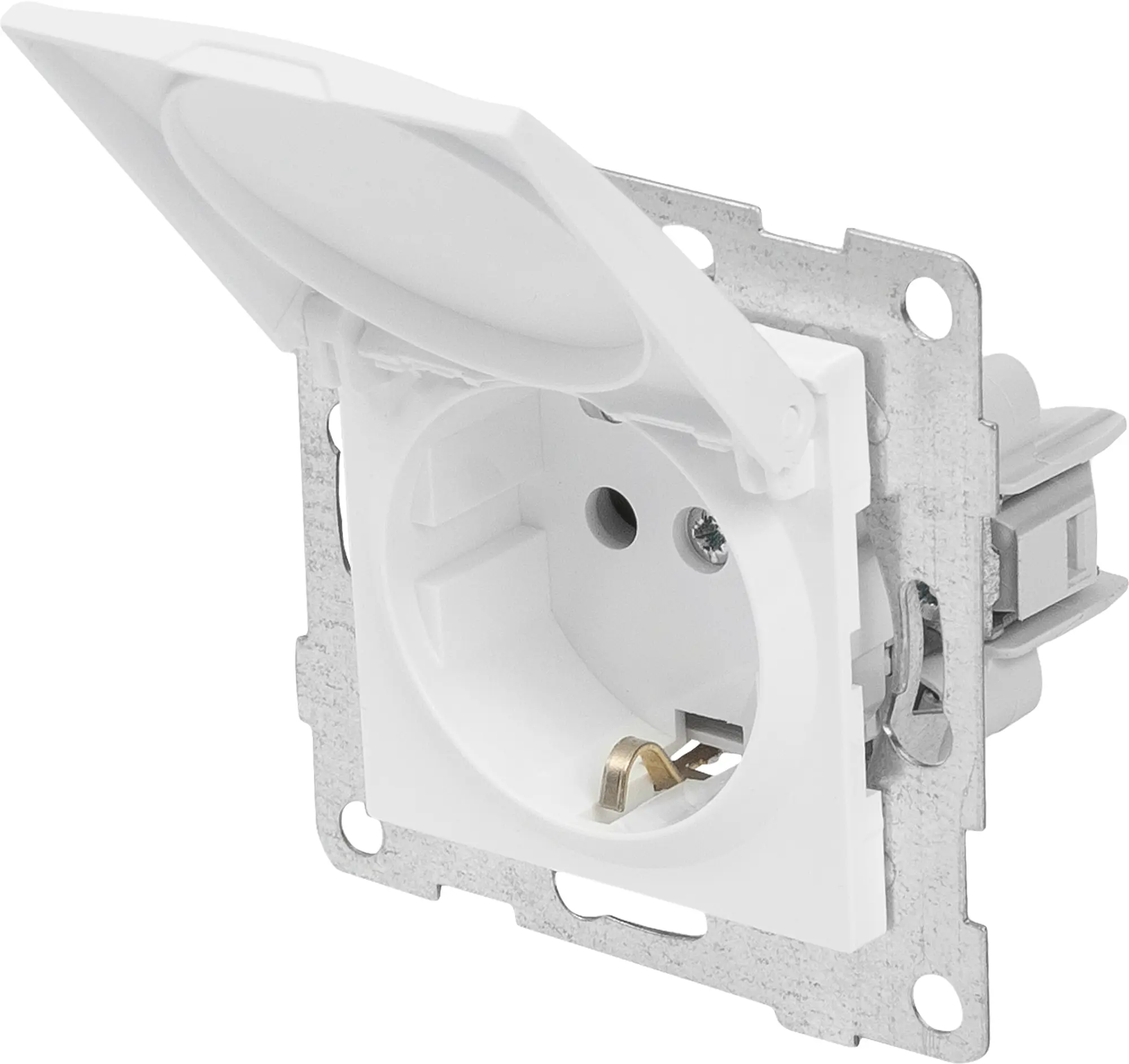 Изображение товара Розетка встраиваемая влагозащищённая Gusi Electric с заземлением с защитной шторкой и крышкой IP44 цвет белый