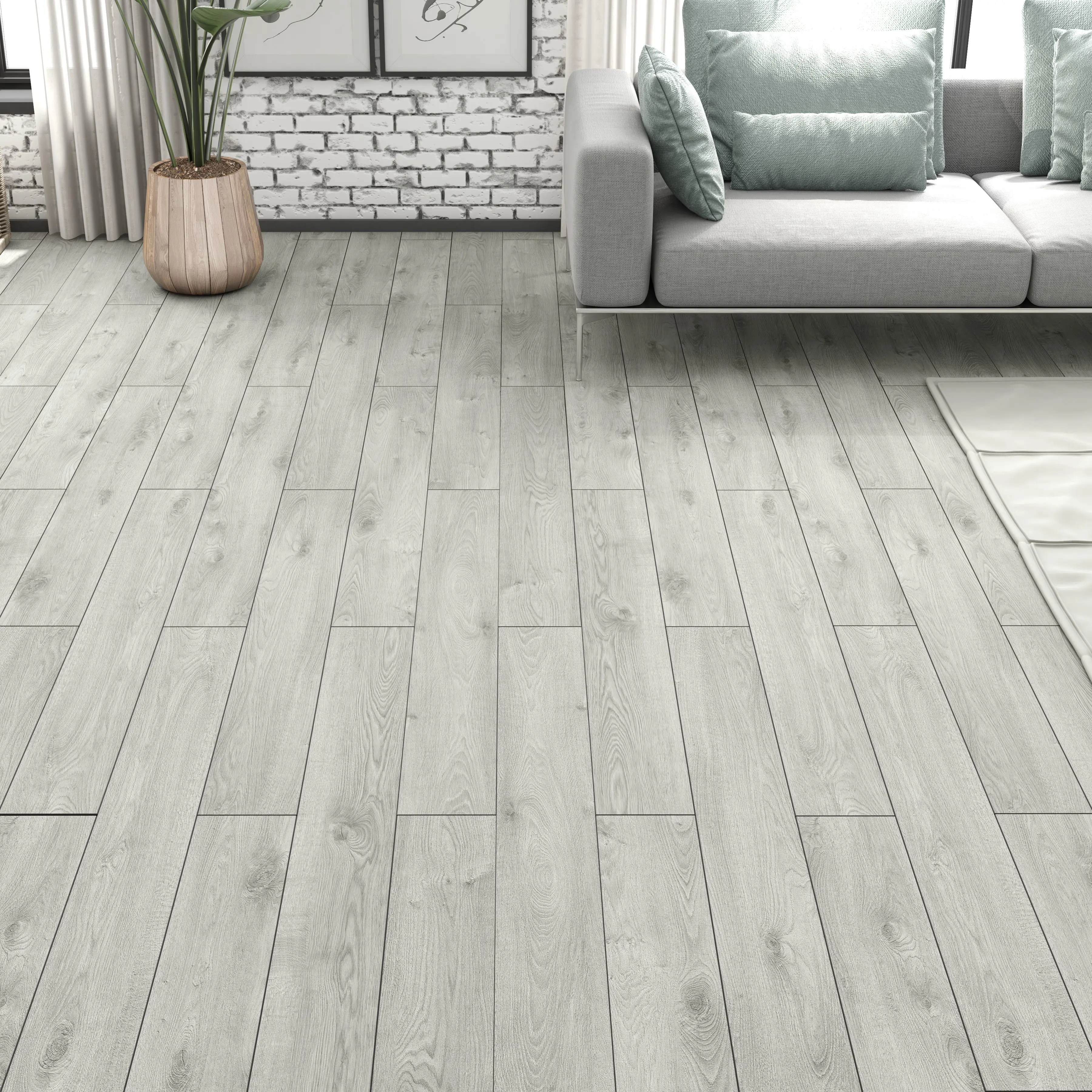 Изображение товара Ламинат "Дуб Мерсен", 33 класс, 12 мм, с фаской, серый, Турция