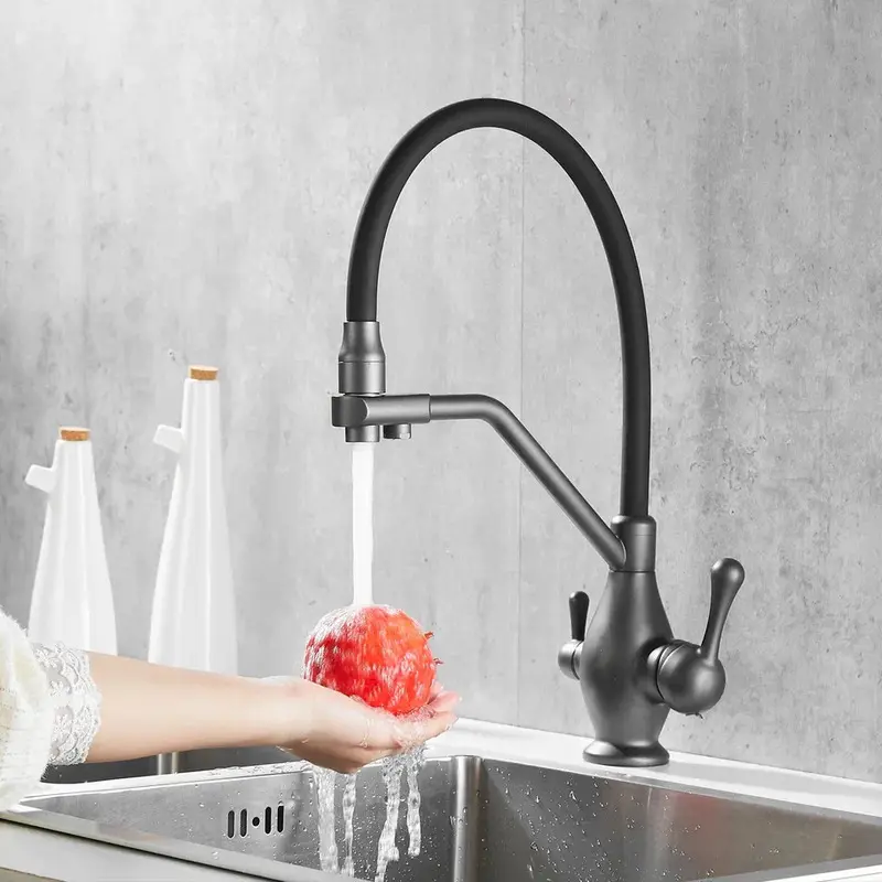 Изображение товара Однорычажный смеситель Rose 43 см серый для кухни с водосбережением