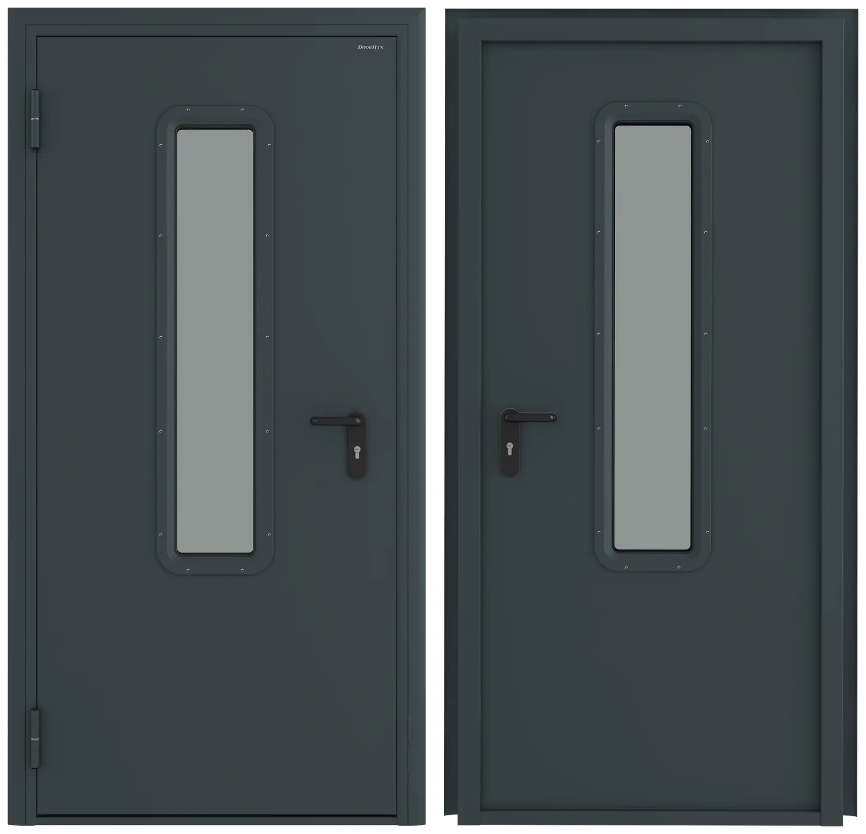 Изображение товара Дверь техническая остекленная 108x205 см левая цвет RAL7016