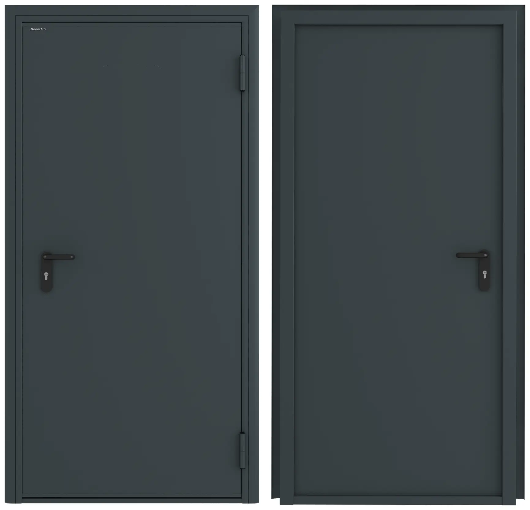 Изображение товара Дверь техническая остекленная 88x190 см правая цвет RAL7016