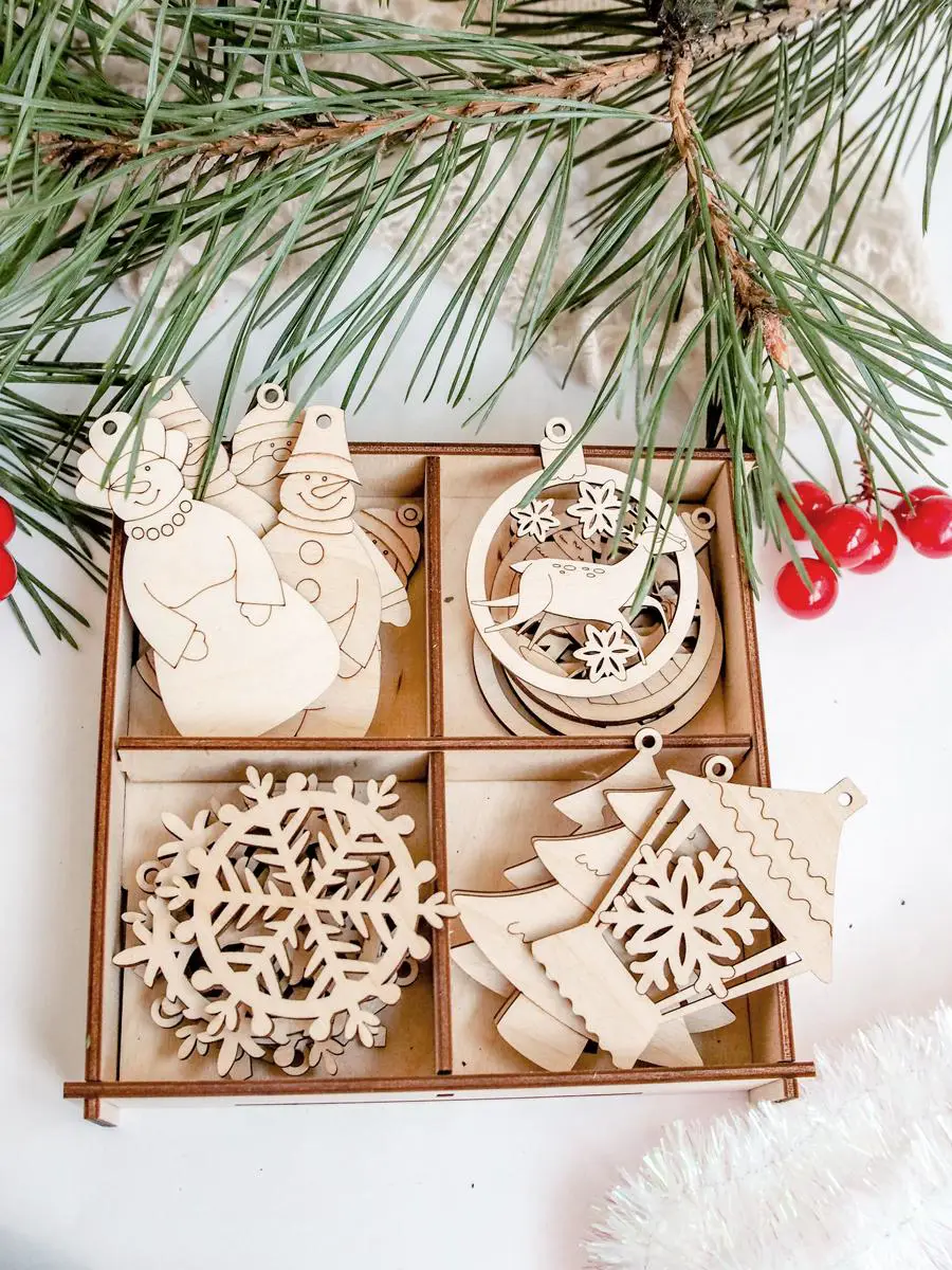 Изображение товара Набор деревянных елочных украшений Орландо 006002лзр103 дерево 20 шт